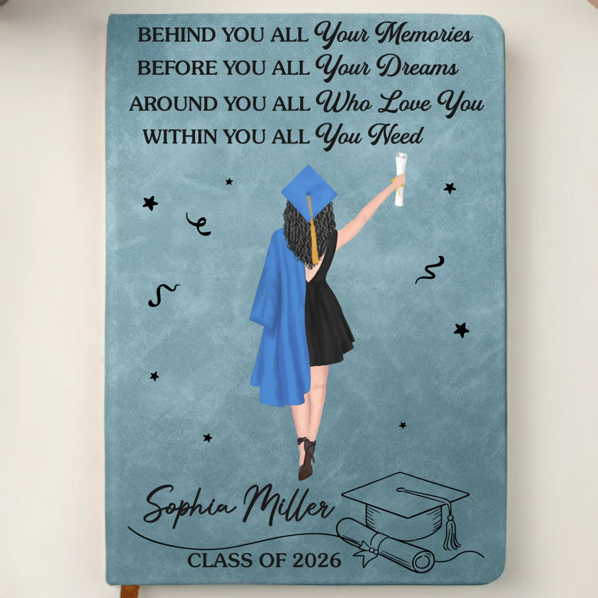 Custom Leather Writing Journal - Personalized Graduation Gifts For Him, Her - The Future Is Written By You - Image 5