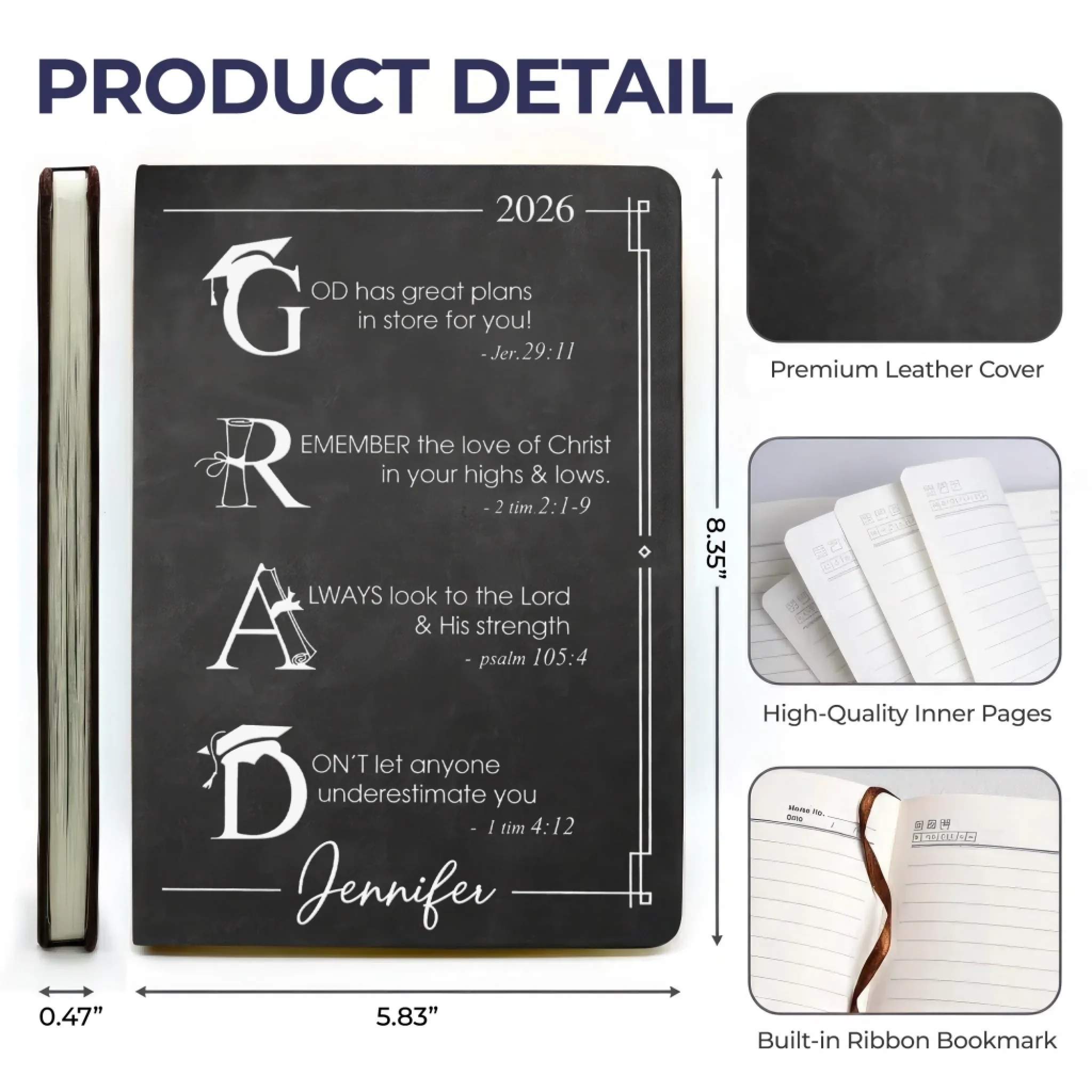Custom Leather Writing Journal - Personalized Graduation Gifts For Him, Her - Your Next Chapter Begins - Image 13