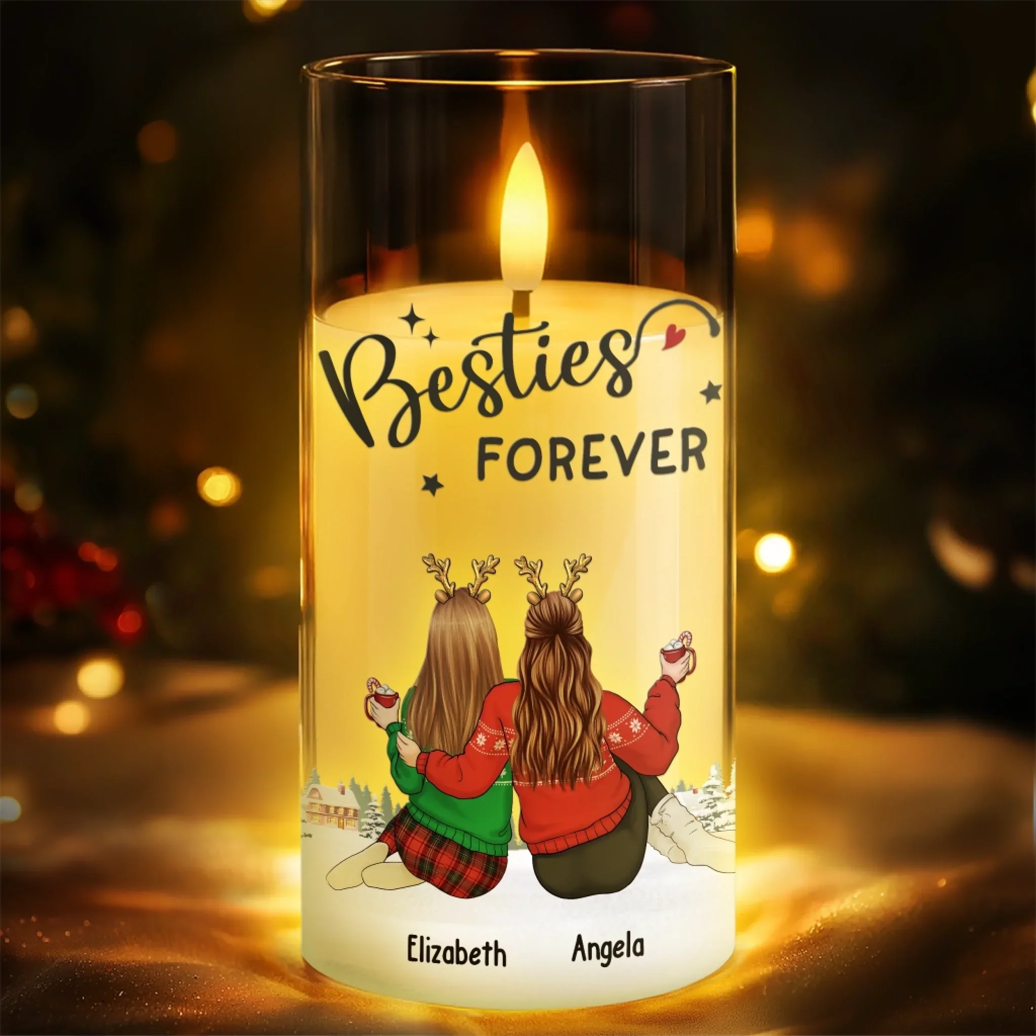 Custom LED Candle Light - Personalized Christmas Best Friend Birthday Gifts For Women, Besties, Sisters, BFF - Side By Side Through Every Season - Image 3