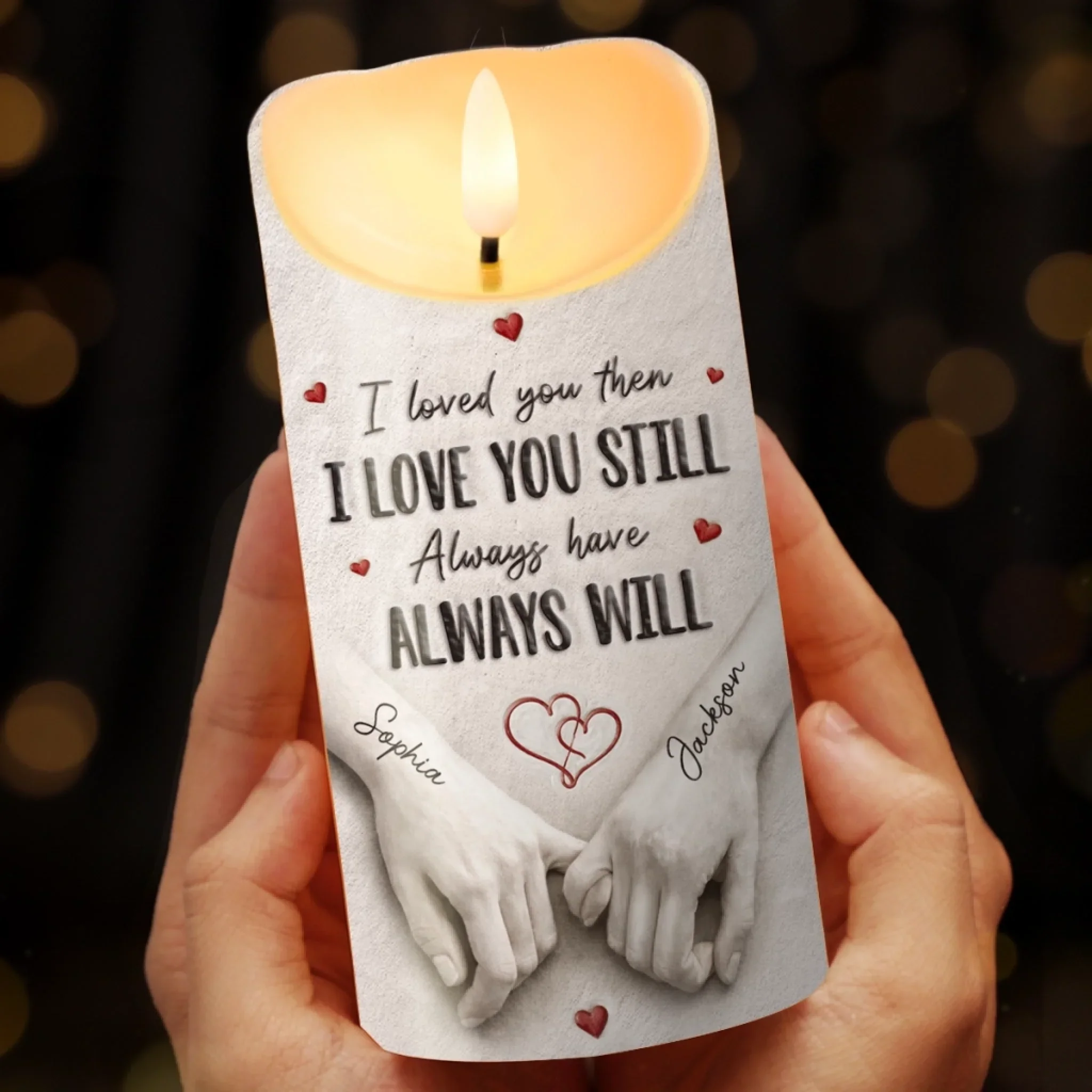Custom LED Candle - Personalized Anniversary Wedding Gifts For Husband And Wife, Him And Her - Love Feels Safe With You - Image 3