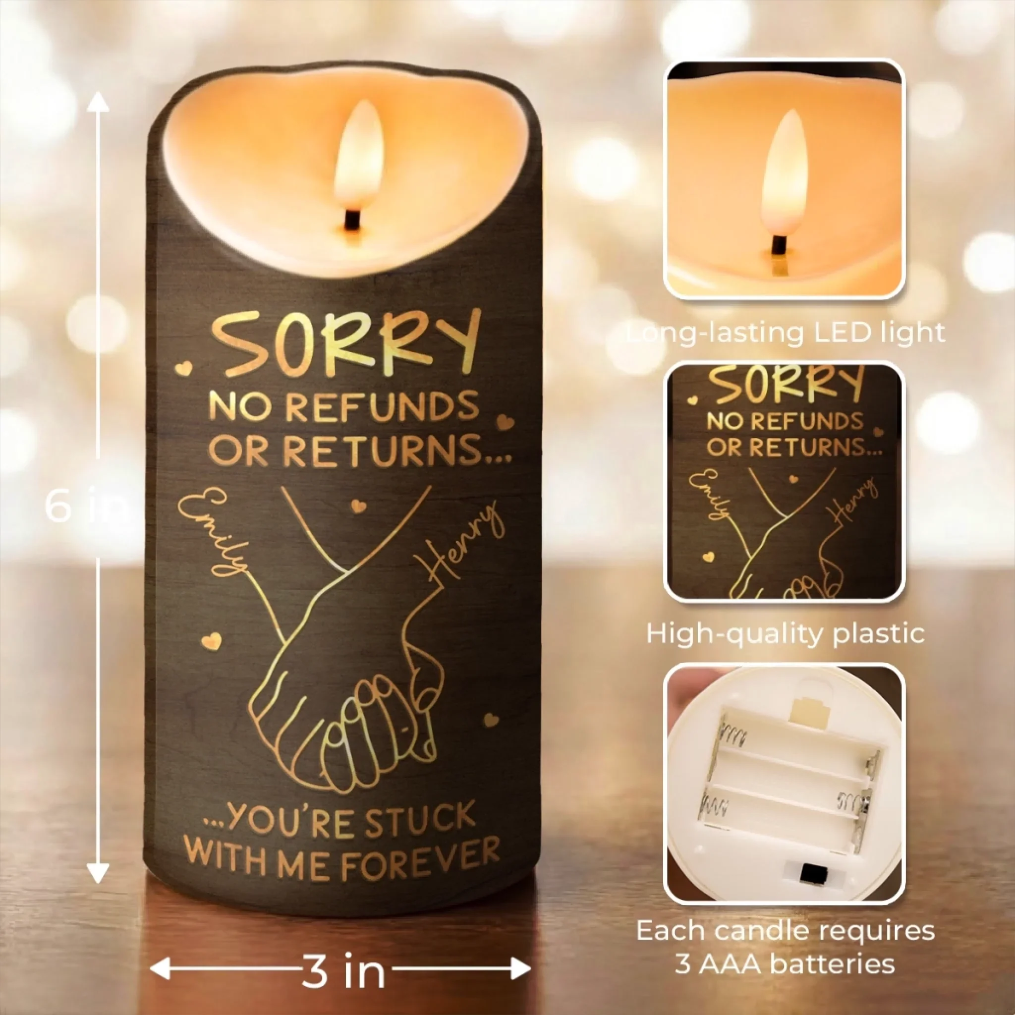 Custom LED Candle - Personalized Anniversary Wedding Gifts For Husband And Wife, Him And Her - Love Lights Our Way - Image 6