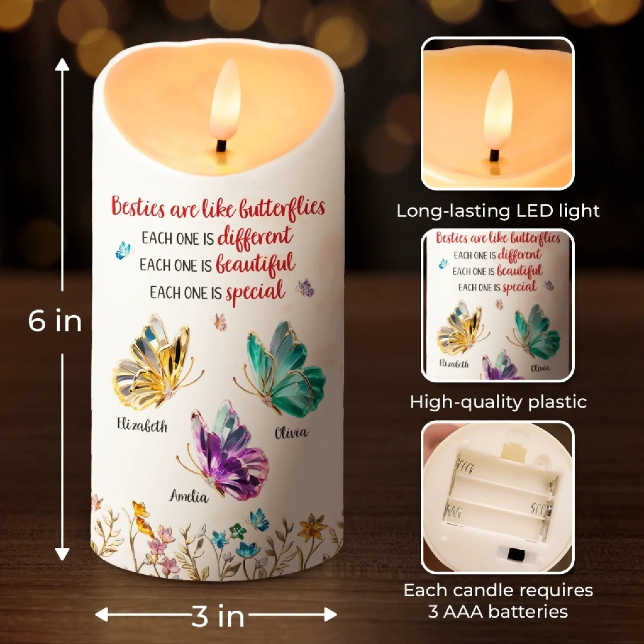 Custom LED Candle - Personalized Best Friend Christmas Birthday Gifts For Women, Besties, Sisters, BFF - My Calm Corner - Image 4