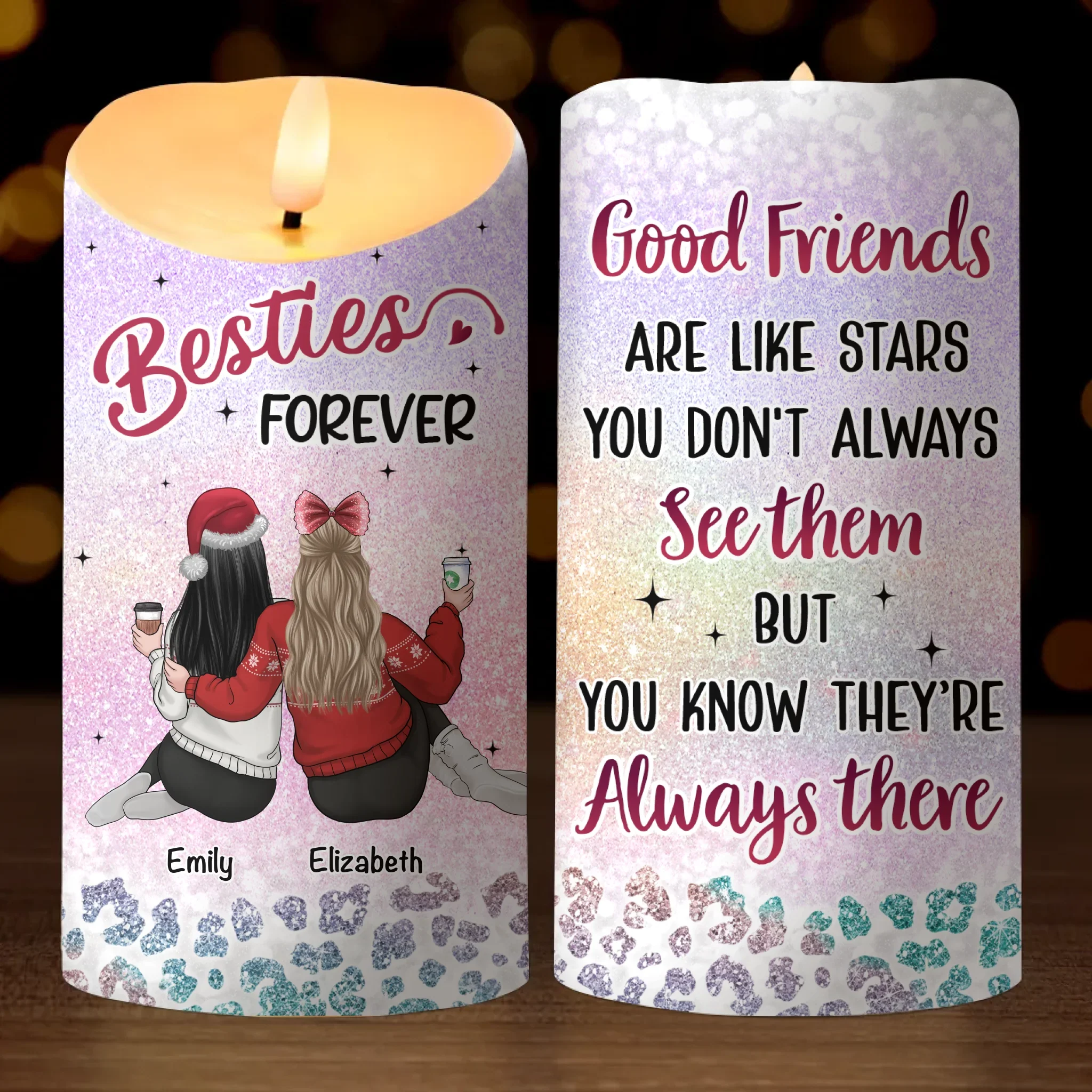 Custom LED Candle - Personalized Christmas Best Friend Birthday Gifts For Women, Besties, Sisters, BFF - You And Me, Always Us - Image 2