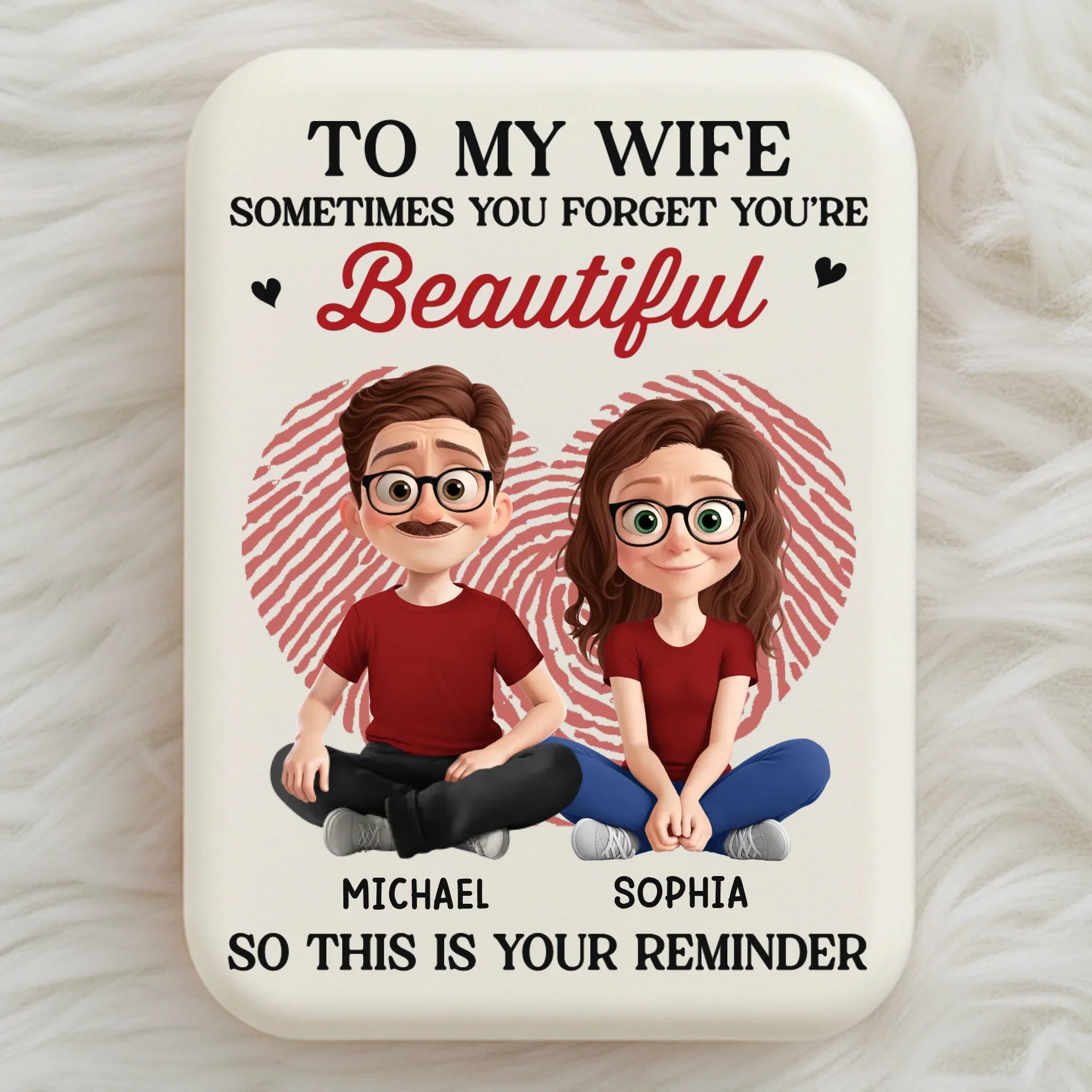 Custom LED Compact Makeup Mirror - Personalized Anniversary Wedding Gifts For Husband And Wife, Him And Her - Forever Feels Like This - Image 2