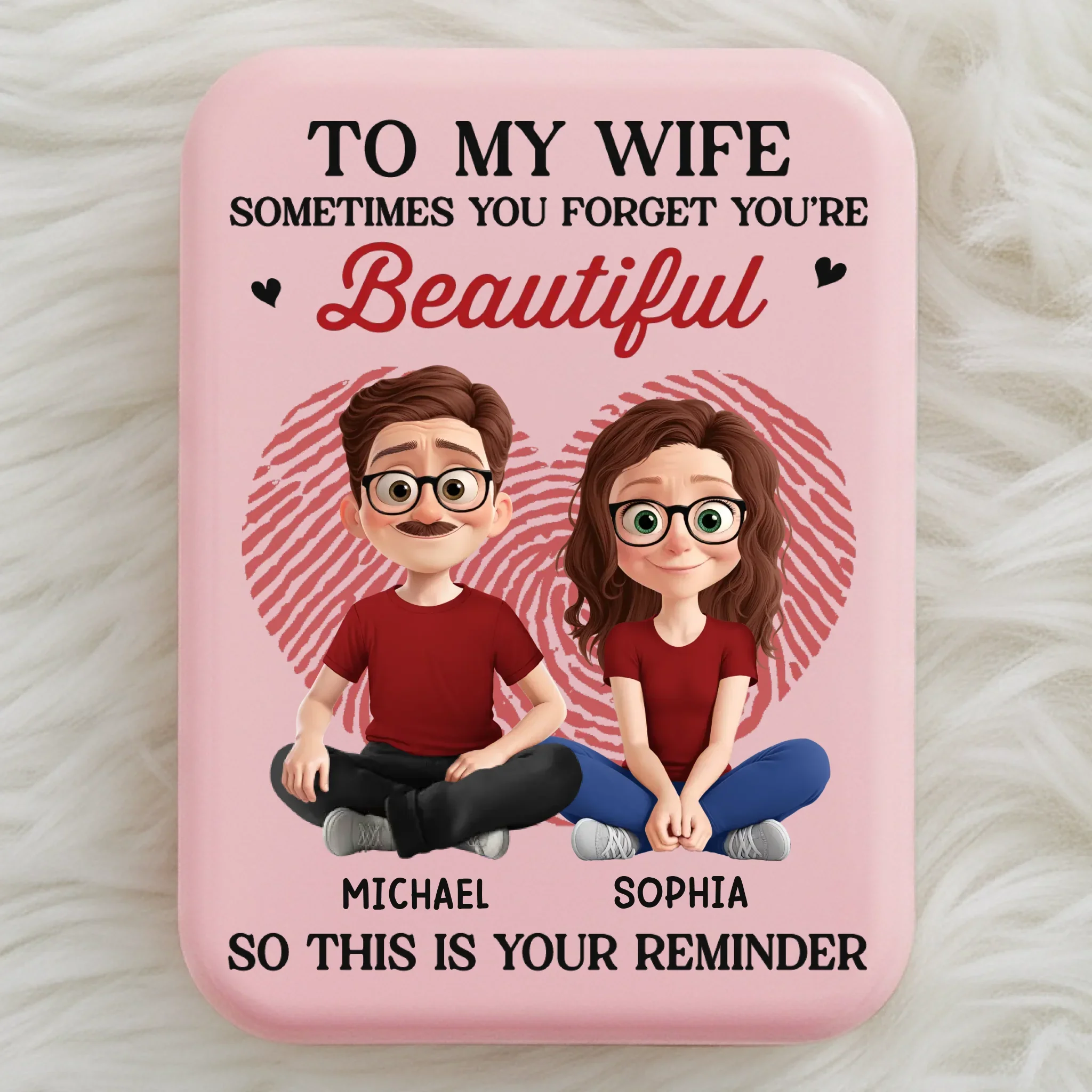 Custom LED Compact Makeup Mirror - Personalized Anniversary Wedding Gifts For Husband And Wife, Him And Her - Forever Feels Like This - Image 3
