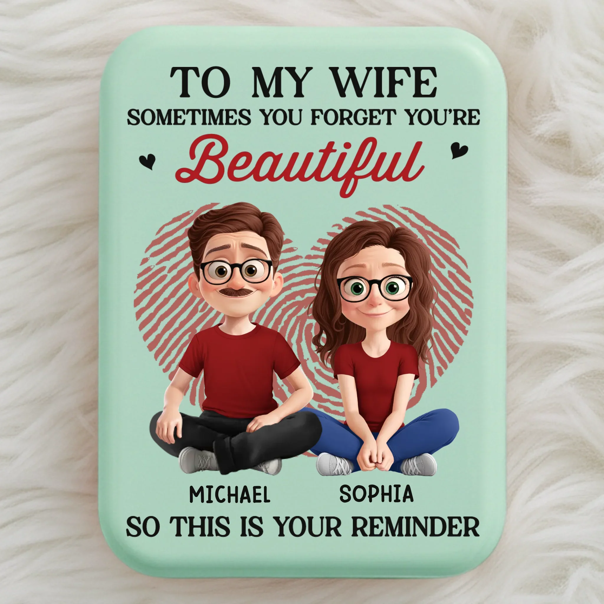 Custom LED Compact Makeup Mirror - Personalized Anniversary Wedding Gifts For Husband And Wife, Him And Her - Forever Feels Like This - Image 4