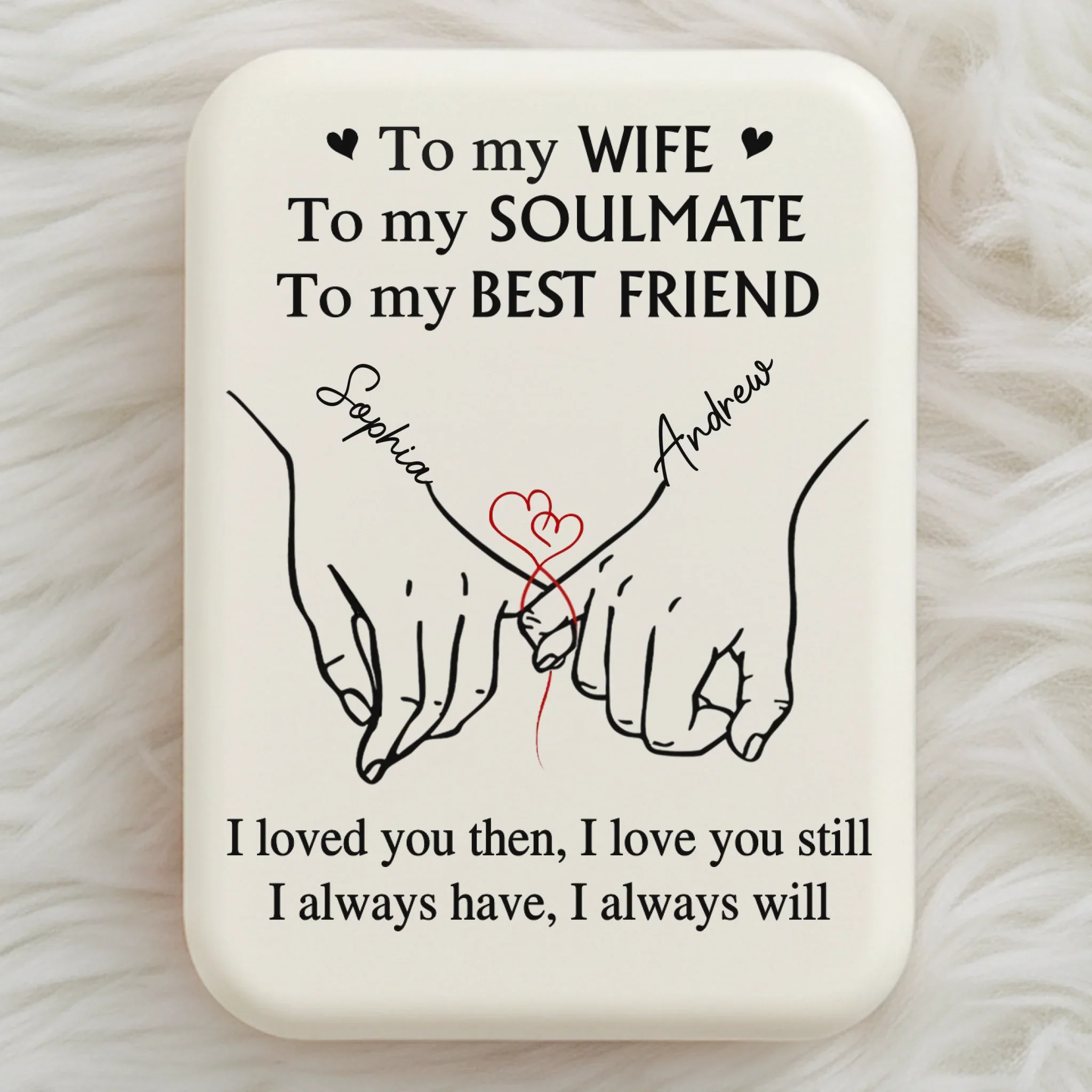 Custom LED Compact Makeup Mirror - Personalized Anniversary Wedding Gifts For Husband And Wife, Him And Her - My Favorite Love Story - Image 2