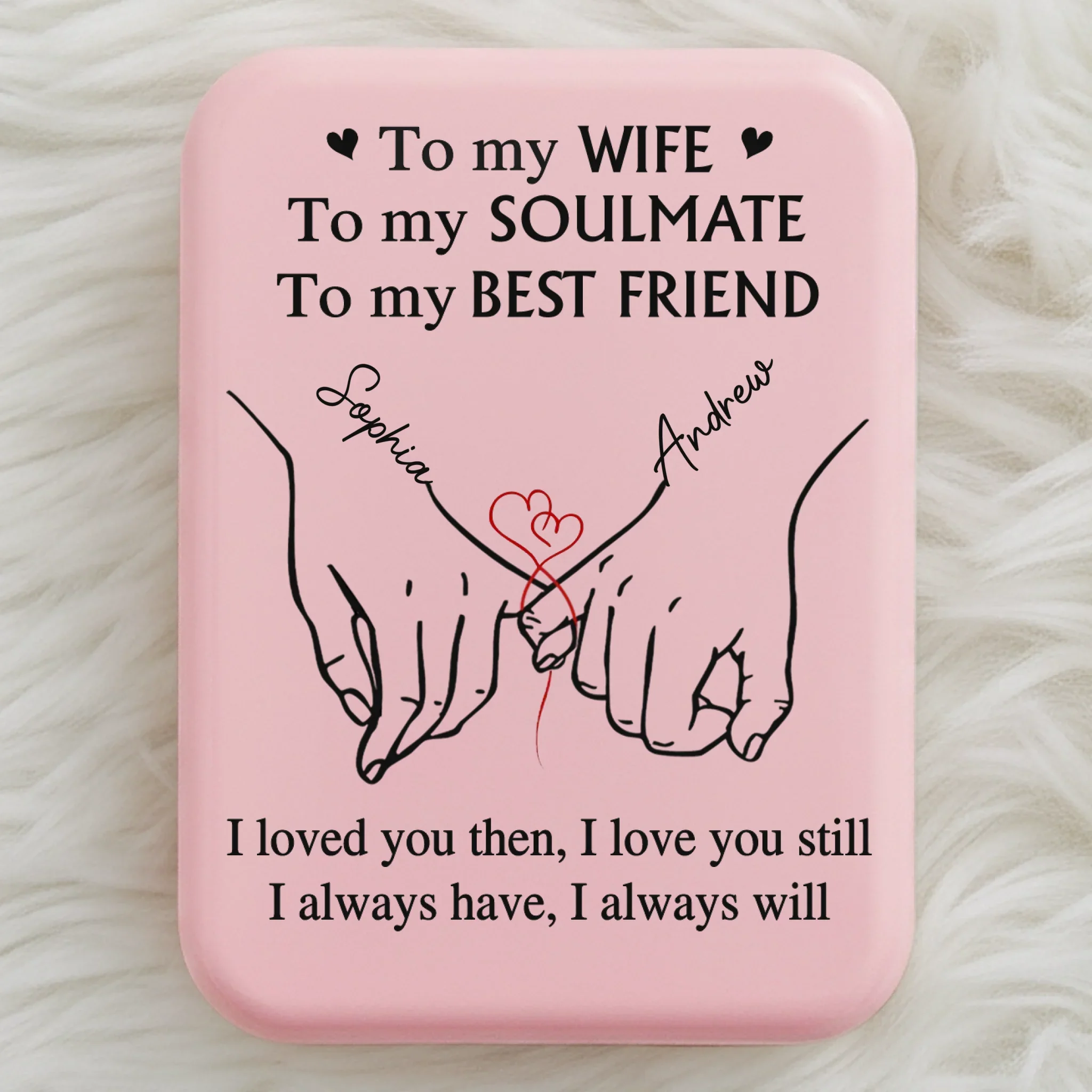 Custom LED Compact Makeup Mirror - Personalized Anniversary Wedding Gifts For Husband And Wife, Him And Her - My Favorite Love Story - Image 3