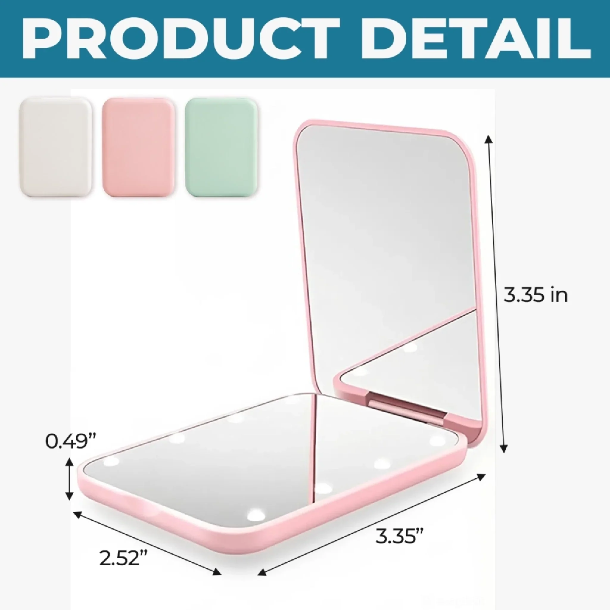 Custom LED Compact Makeup Mirror - Personalized Anniversary Wedding Gifts For Husband And Wife, Him And Her - My Favorite Love Story - Image 8