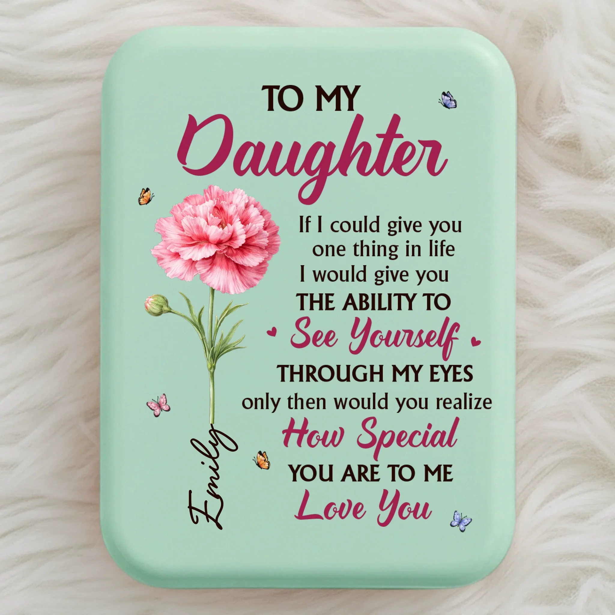 Custom LED Compact Makeup Mirror - Personalized Birthday Gifts For Daughter, Granddaughter - Watching My Daughter Grow - Image 2