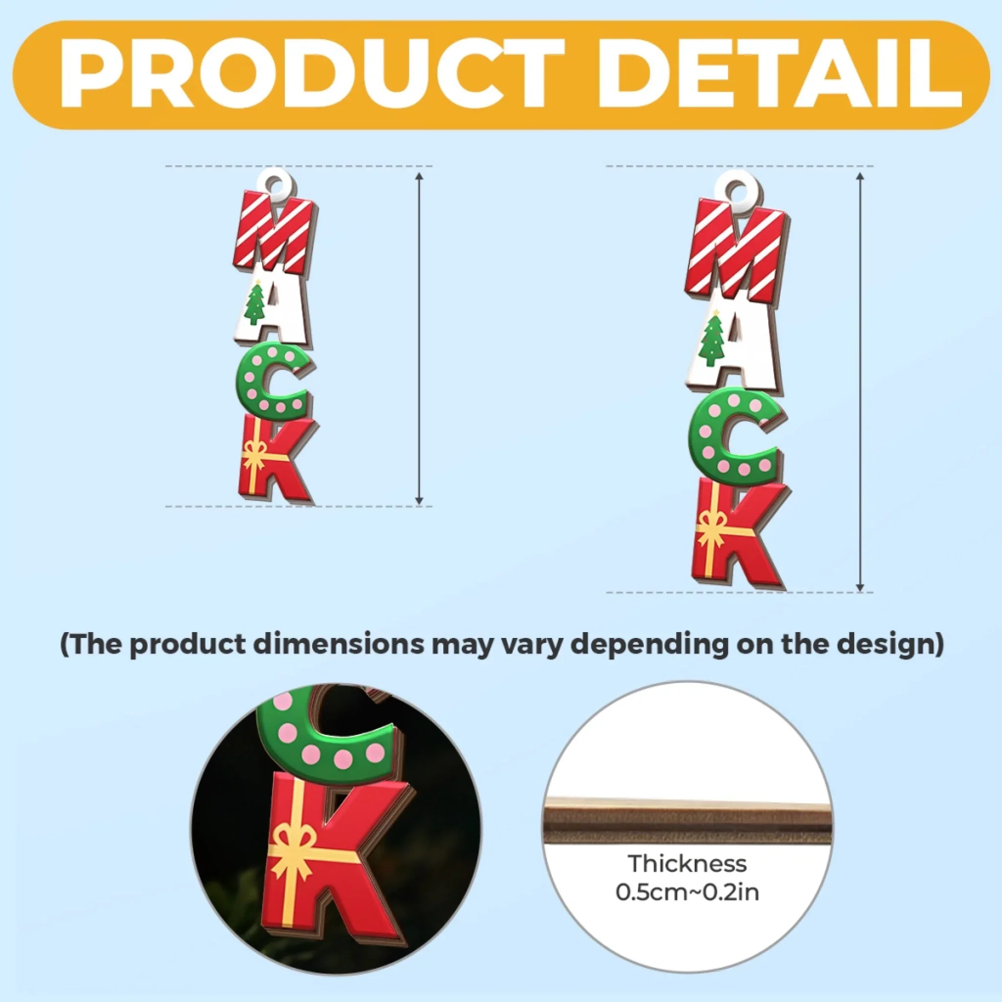 Custom Letter Wooden Ornament - Personalized Christmas Birthday Gifts For Mom, Dad, Brother, Sister, Kids - A Little Candy Cane Magic - Image 6
