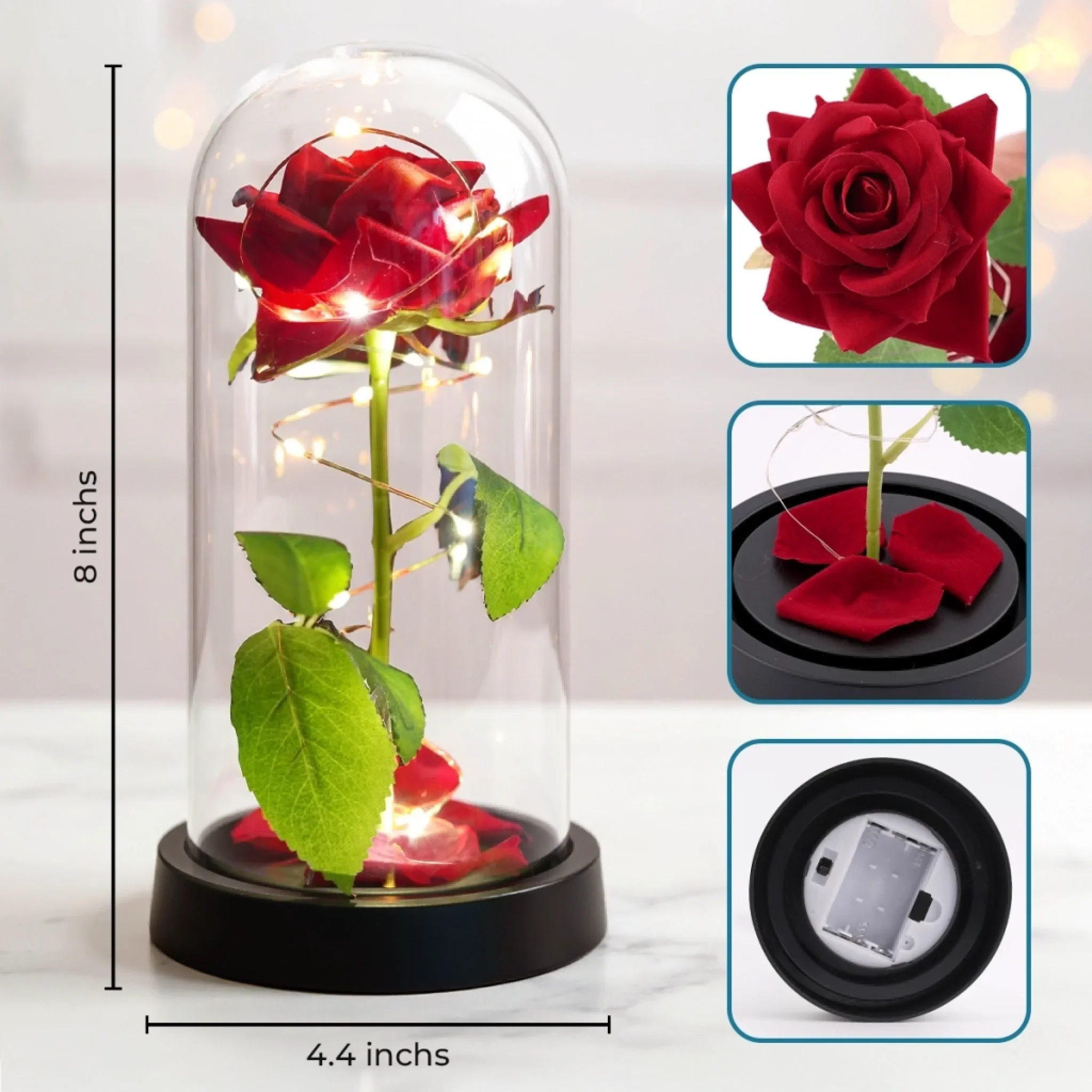 Custom Light Up Eternal Rose In Glass Dome - Personalized Anniversary Wedding Gifts For Husband And Wife, Him And Her - Together, We Blossom - Image 4