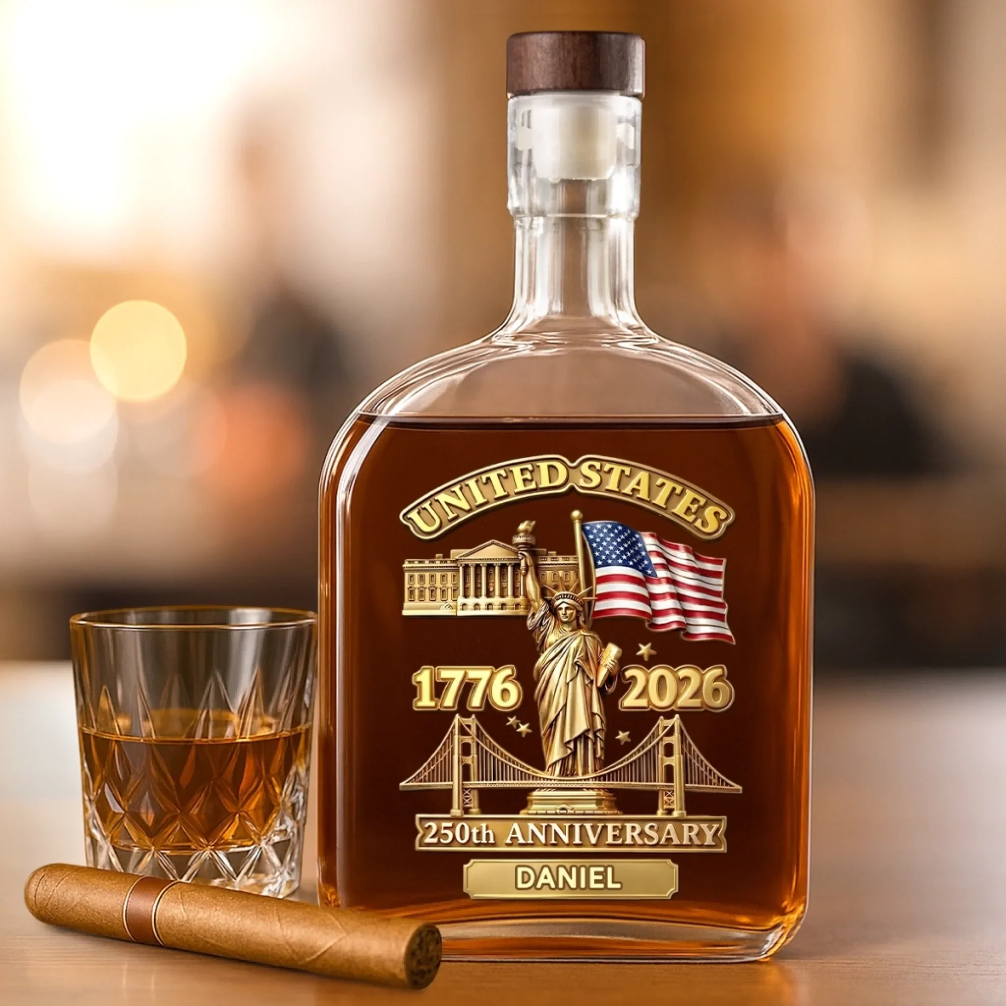 Custom Liquor Decanter - America 250th Anniversary Gifts For Women, Men - Honor The Brave Spirit - Image 3