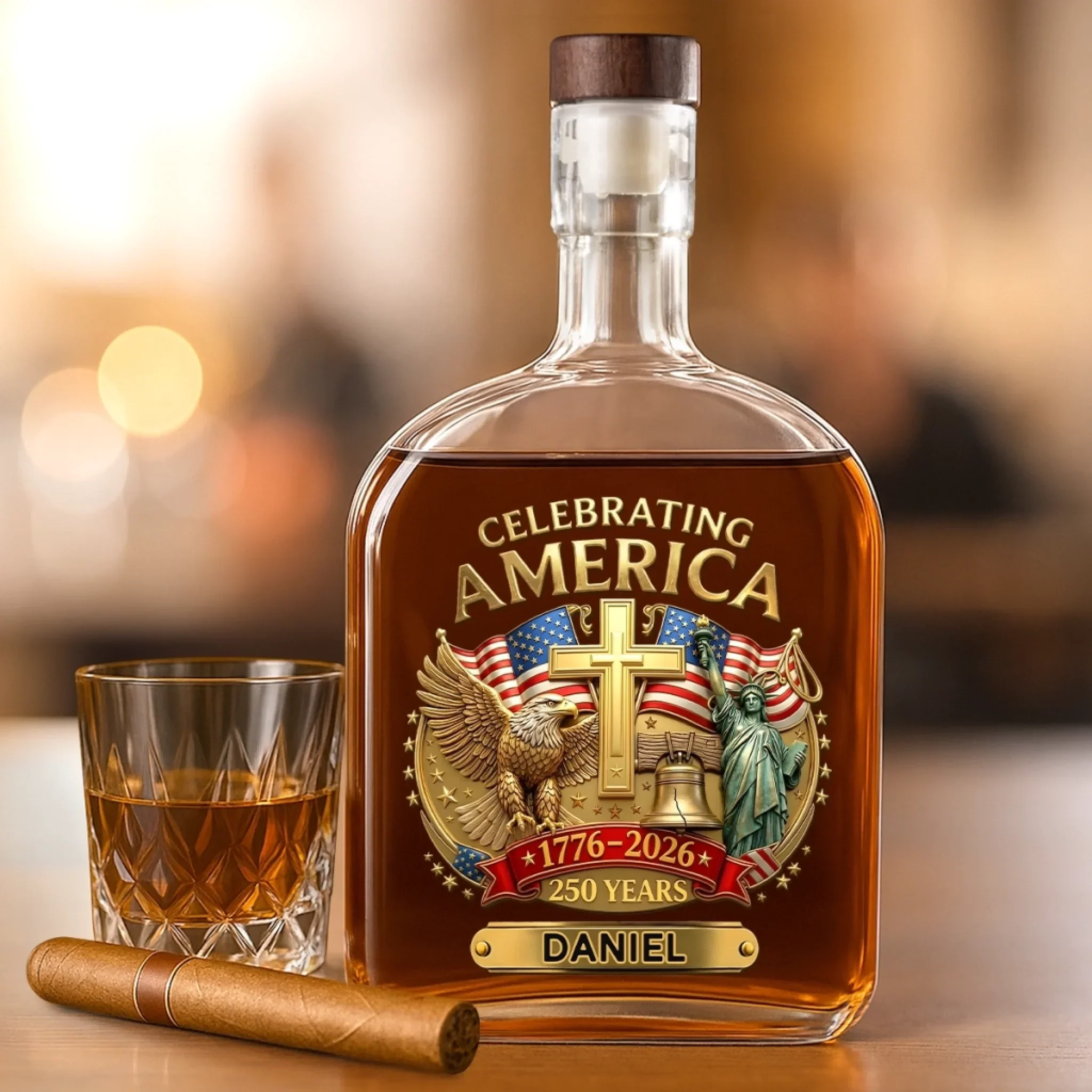 Custom Liquor Decanter - America 250th Anniversary Gifts For Women, Men - United We Rise Together - Image 3