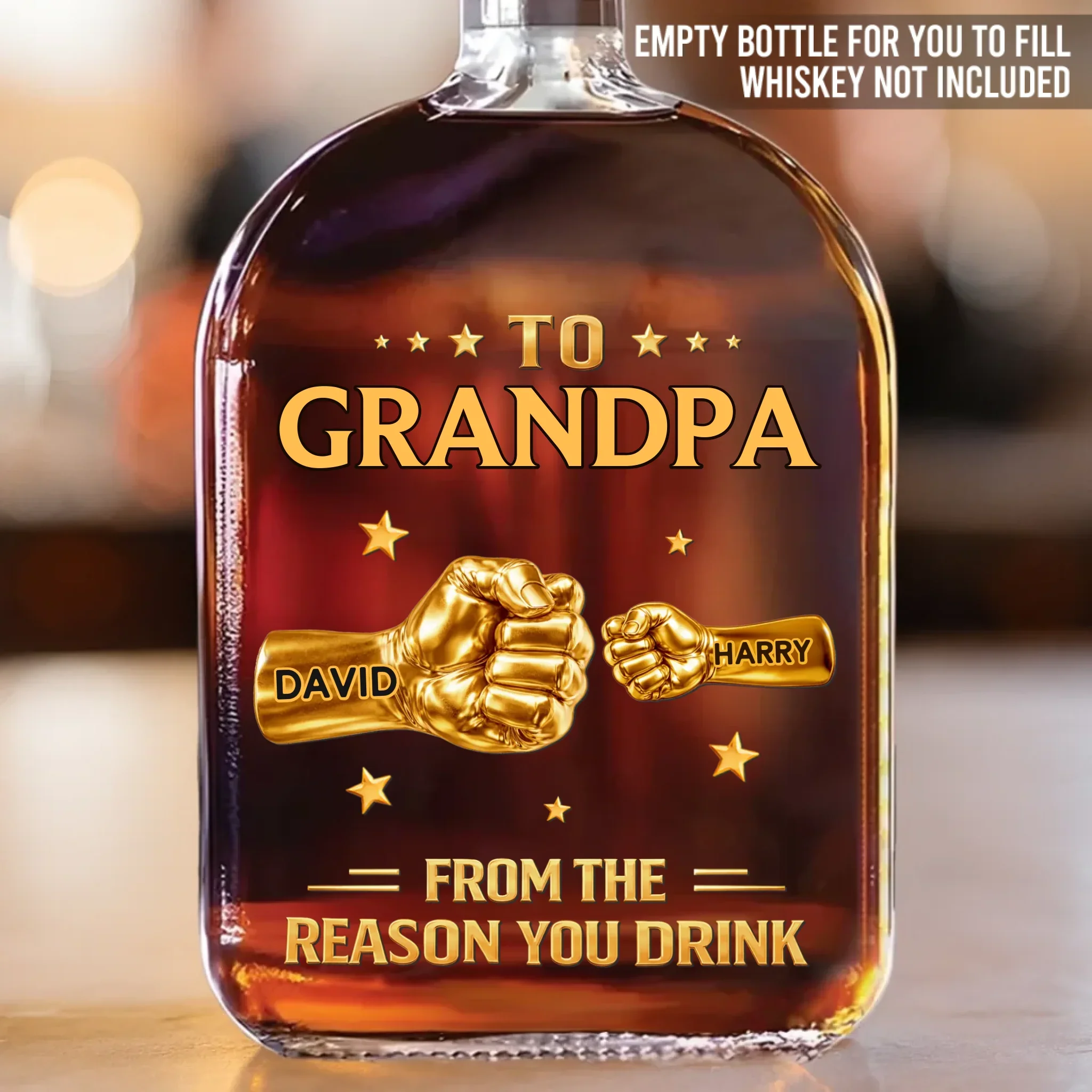 Custom Liquor Decanter - Personalized Birthday Gifts For Dad, Grandpa - Grandpa Love Runs Deep - Image 2