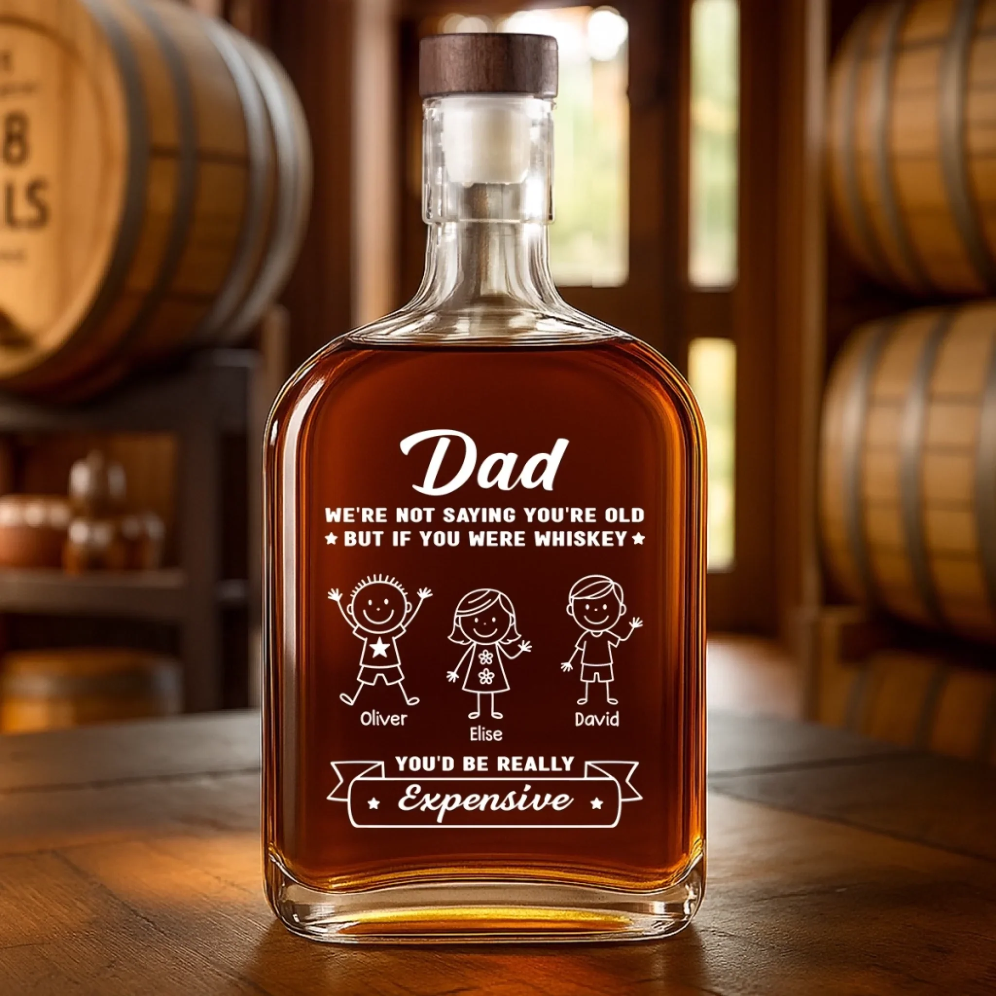 Custom Liquor Decanter - Personalized Father's Day Birthday Gifts For Dad, Grandpa - Dad Always Leads With Love - Image 5