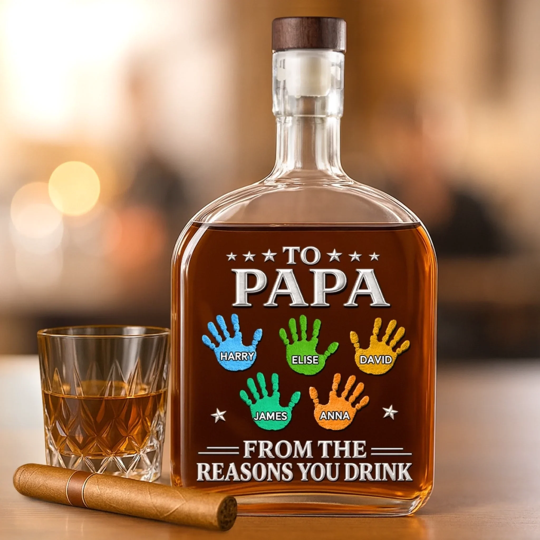 Custom Liquor Decanter - Personalized Father's Day Birthday Gifts For Dad, Grandpa - Dad Love Leads The Way - Image 2