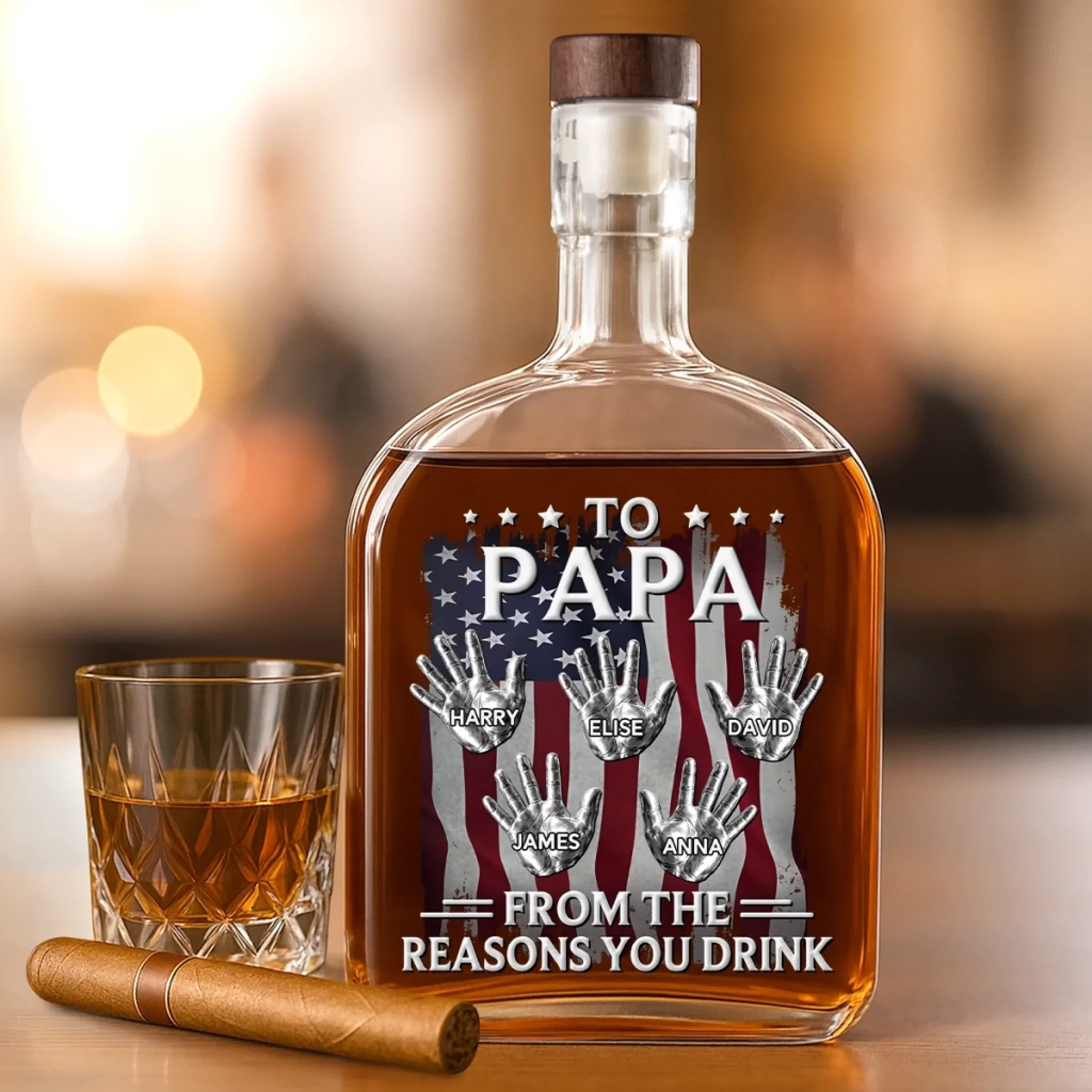 Custom Liquor Decanter - Personalized Father's Day Birthday Gifts For Dad, Grandpa - Forever Thankful For Dad - Image 3