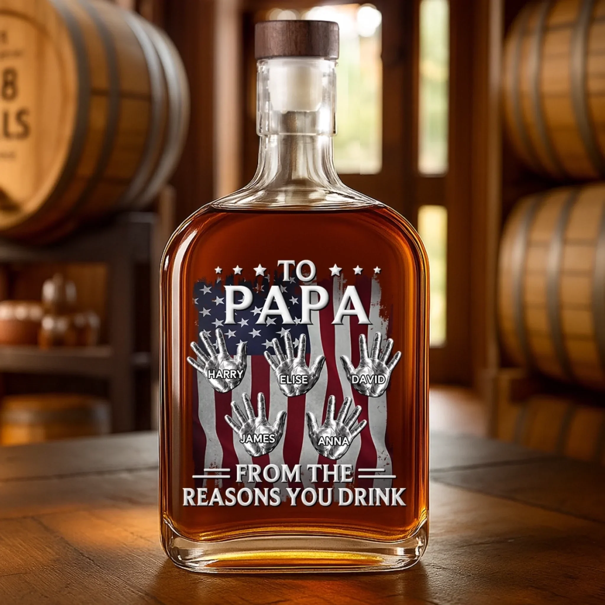 Custom Liquor Decanter - Personalized Father's Day Birthday Gifts For Dad, Grandpa - Forever Thankful For Dad - Image 4