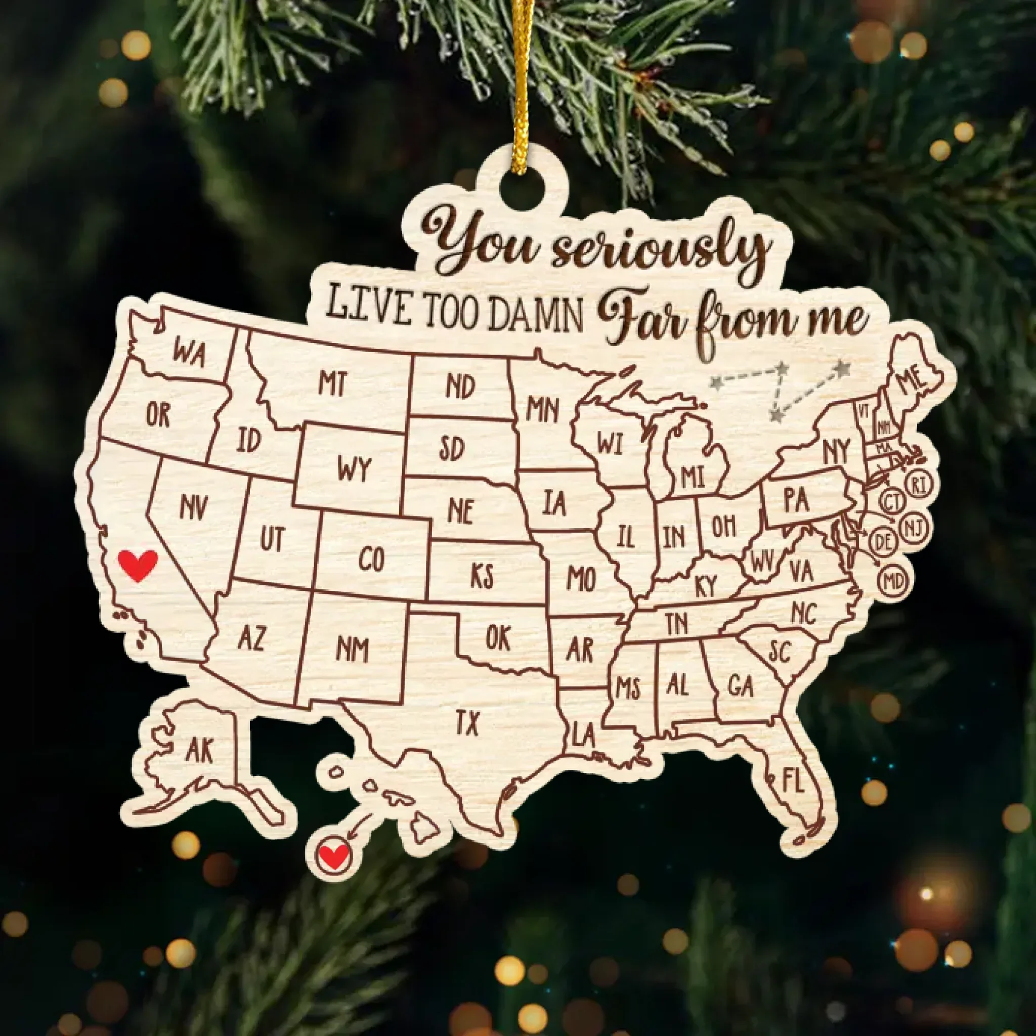 Custom Long Distance Acrylic Ornament - Personalized Best Friend Christmas Birthday Gifts For Women, Besties, Sisters, BFF - Bestie Love Knows No Distance - Image 2