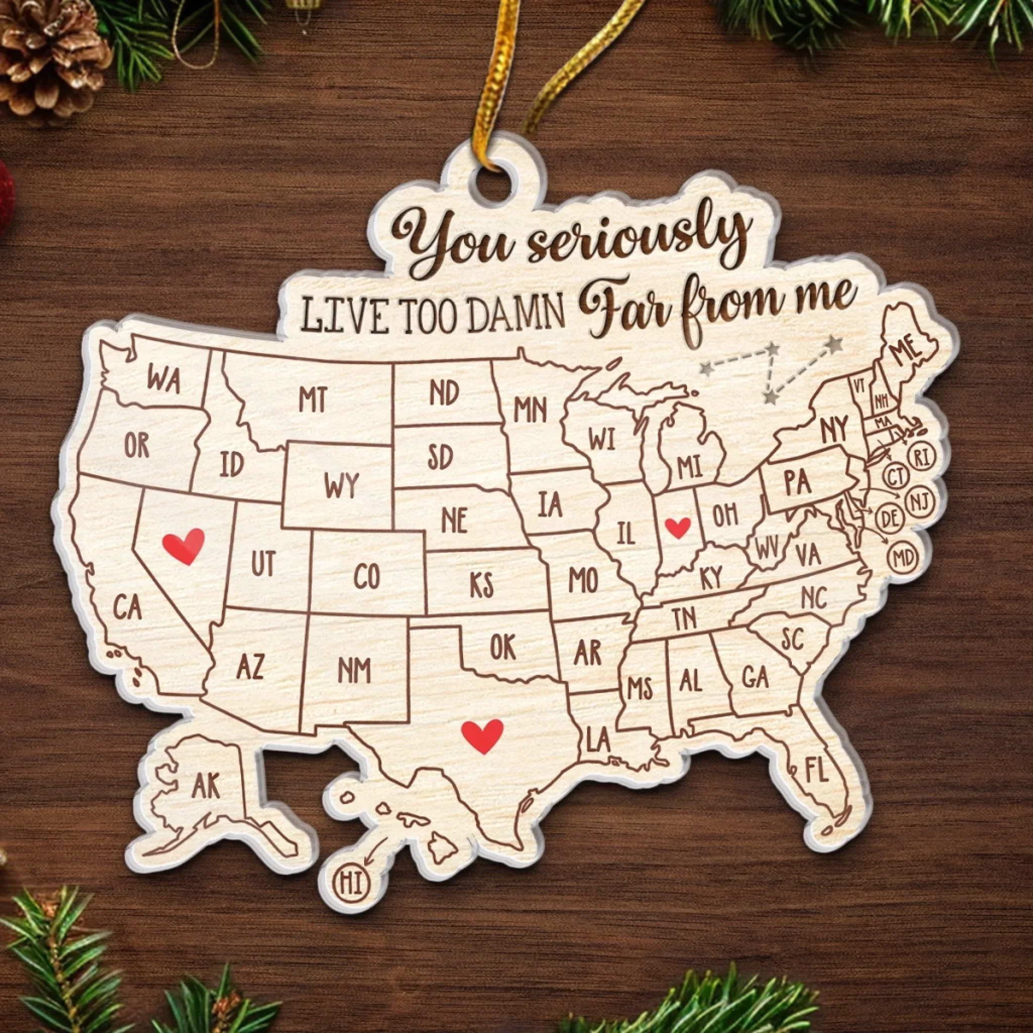 Custom Long Distance Acrylic Ornament - Personalized Best Friend Christmas Birthday Gifts For Women, Besties, Sisters, BFF - Bestie Love Knows No Distance - Image 5