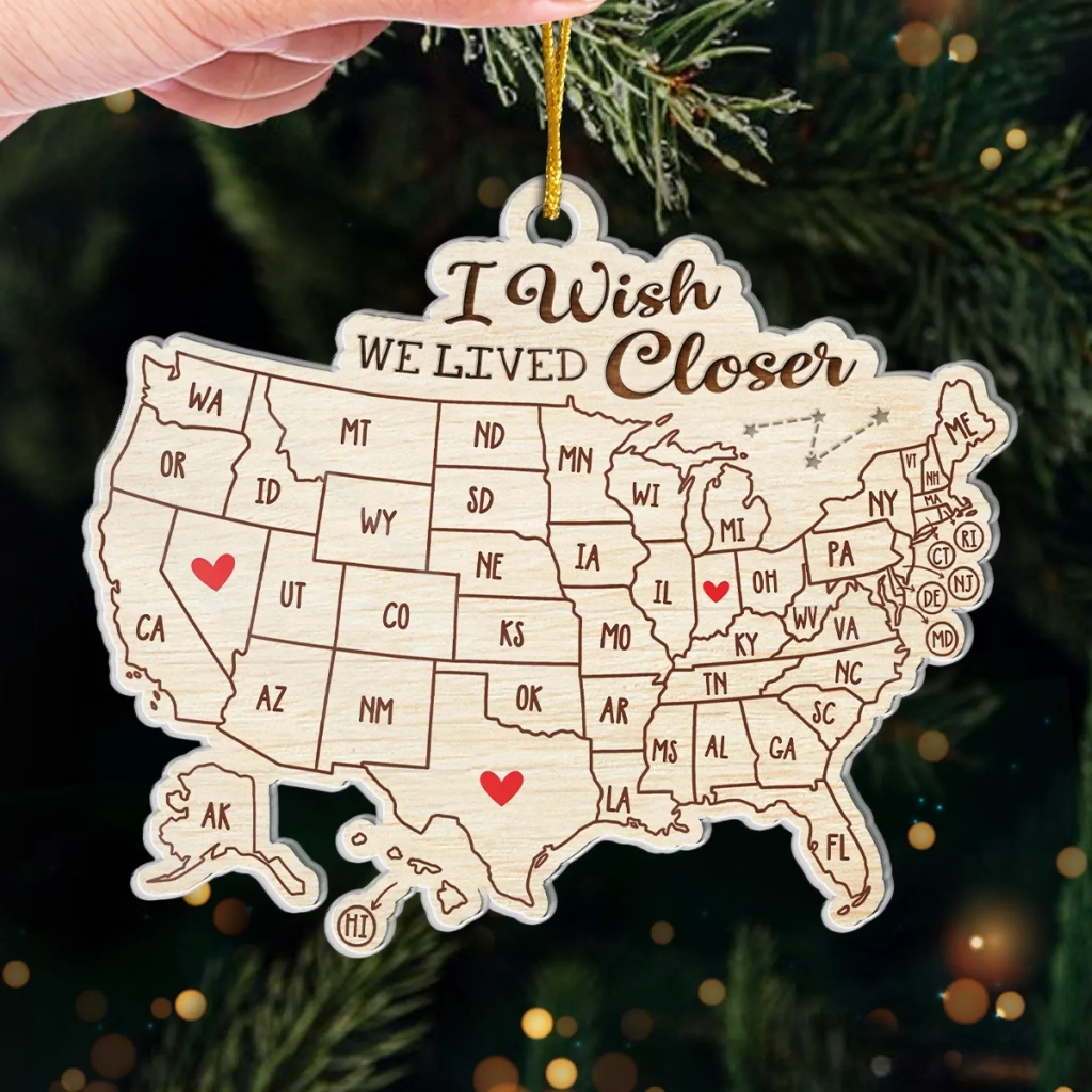 Custom Long Distance Acrylic Ornament - Personalized Best Friend Christmas Birthday Gifts For Women, Besties, Sisters, BFF - Besties Across The Miles - Image 4