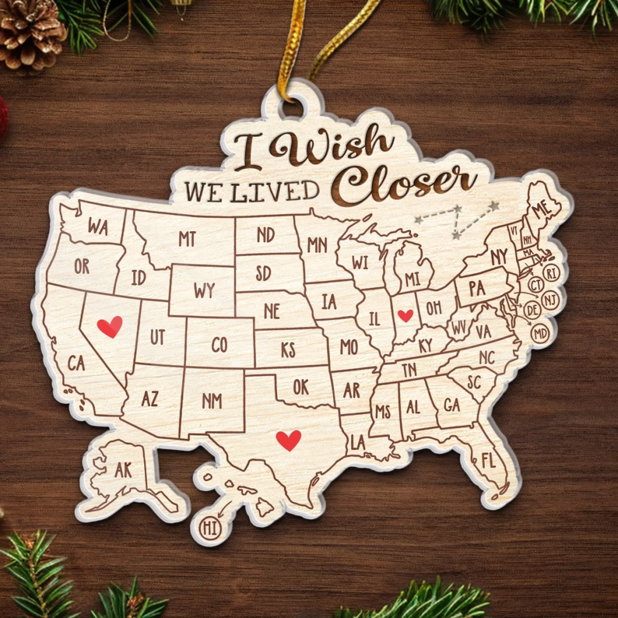 Custom Long Distance Acrylic Ornament - Personalized Best Friend Christmas Birthday Gifts For Women, Besties, Sisters, BFF - Besties Across The Miles - Image 5
