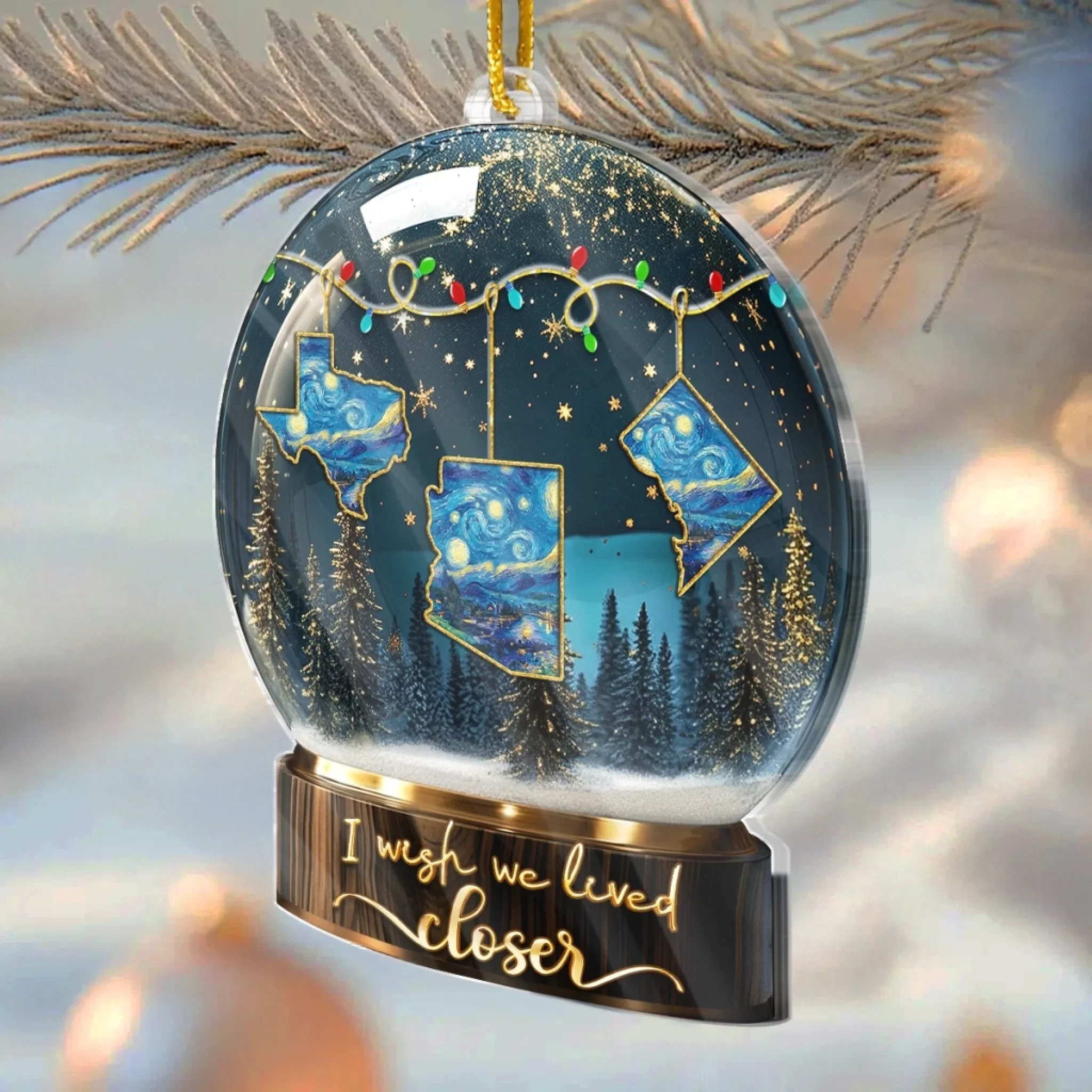 Custom Long Distance Acrylic Ornament - Personalized Best Friend Christmas Birthday Gifts For Women, Besties, Sisters, BFF - Miles Apart Still Sharing Joy - Image 3