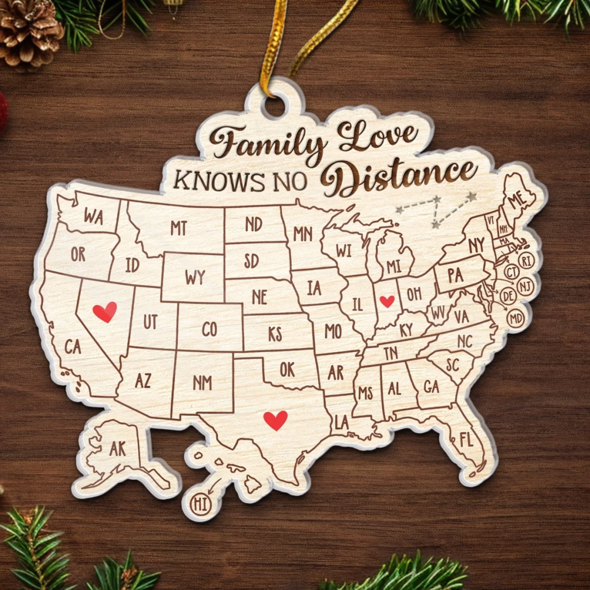 Custom Long Distance Acrylic Ornament - Personalized Christmas Birthday Gifts For Mom, Dad, Brother, Sister, Kids - Family Love Knows No Distance - Image 5