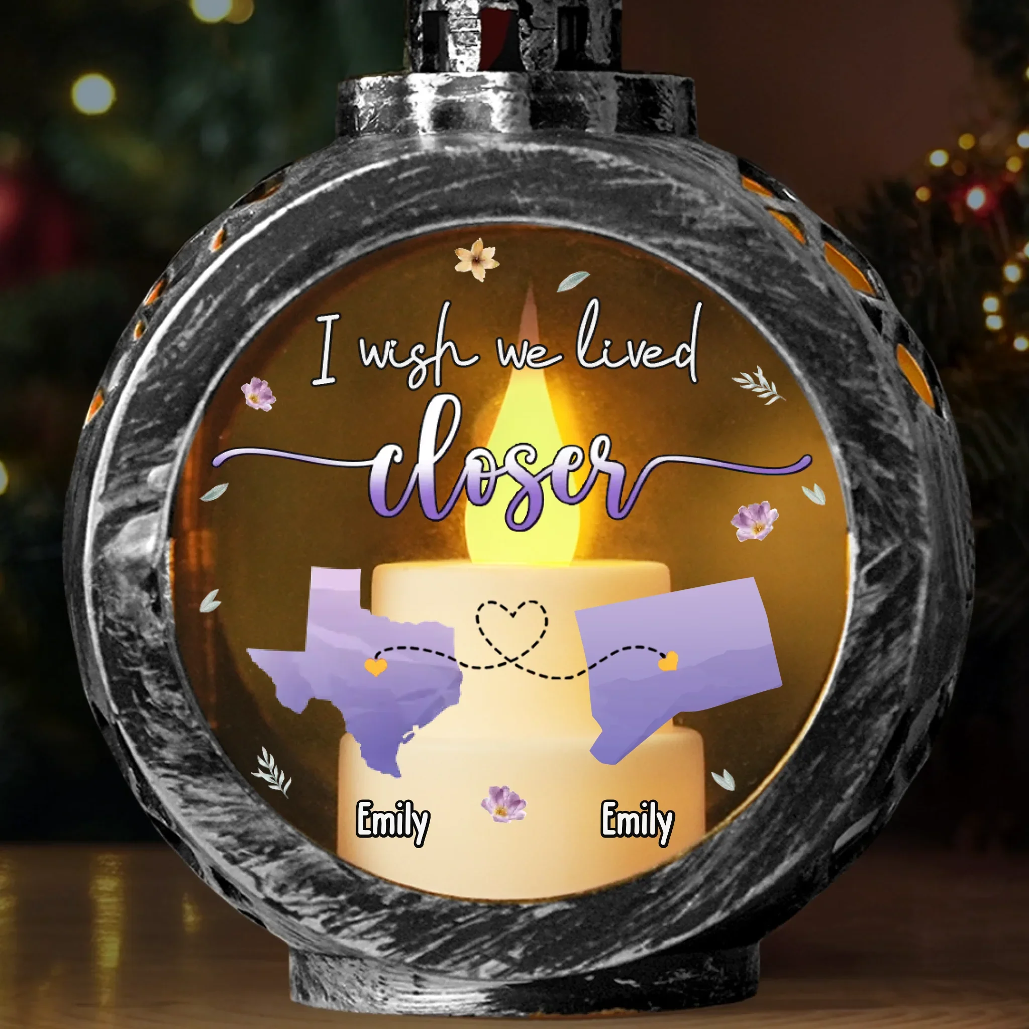 Custom Long Distance Candlelight Lantern Ornament -  Personalized Best Friend Christmas Birthday Gifts For Women, Besties, Sisters, BFF - Bestie Bonds Glow Through Time - Image 4
