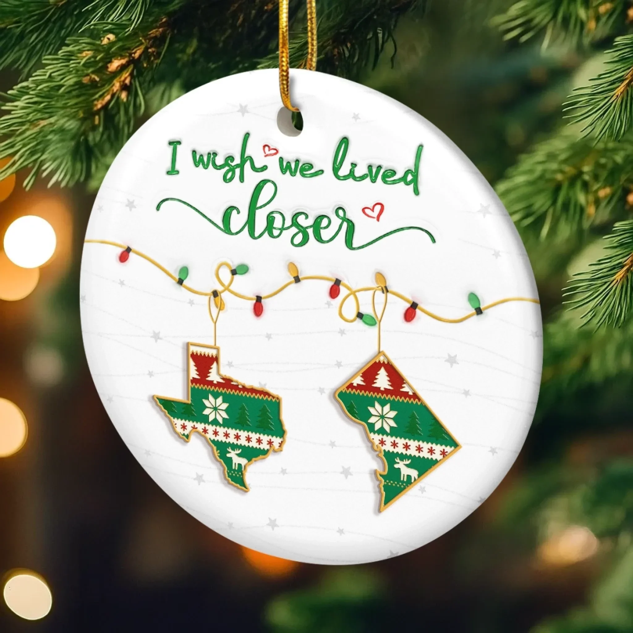 Custom Long Distance Ceramic Ornament - Personalized Best Friend Christmas Birthday Gifts For Women, Besties, Sisters, BFF - Far But Never Apart - Image 4