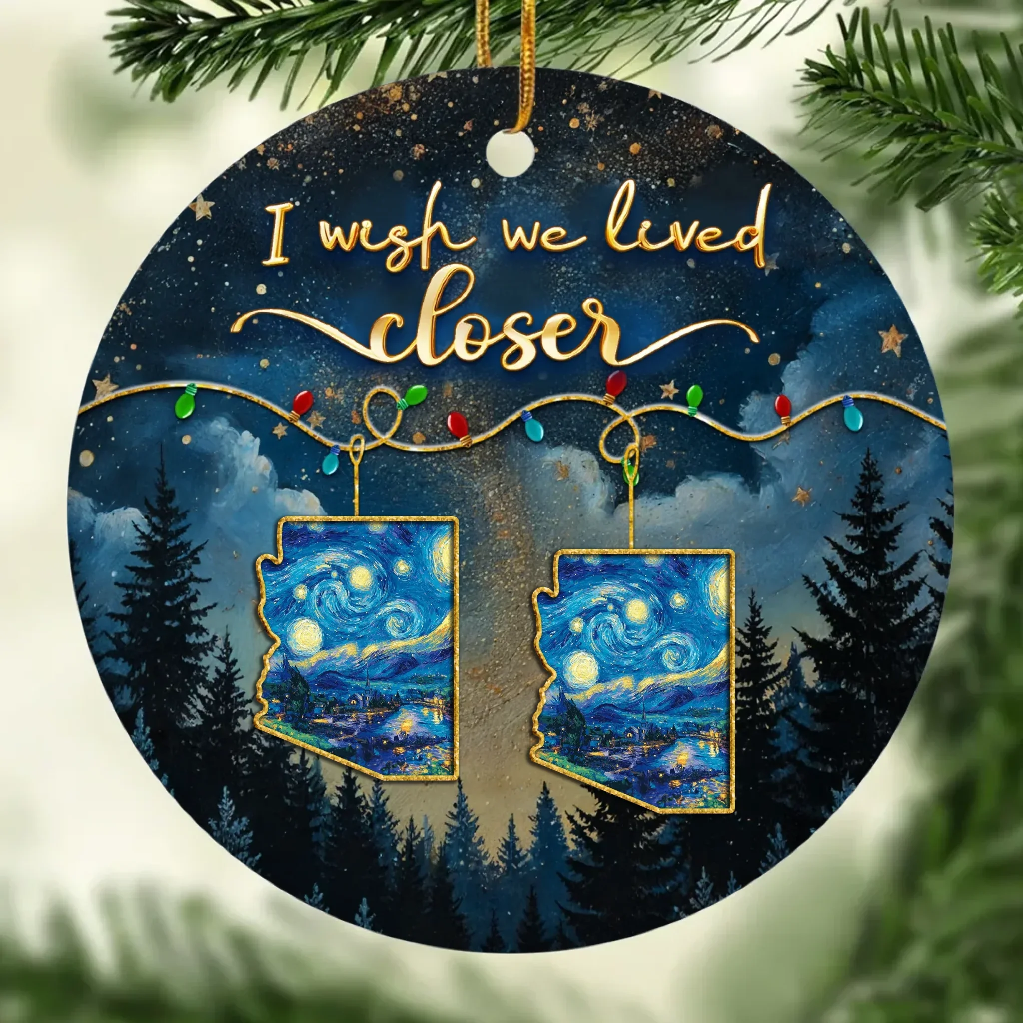 Custom Long Distance Ceramic Ornament - Personalized Best Friend Christmas Birthday Gifts For Women, Besties, Sisters, BFF - Hearts Stay Close Across Miles - Image 2