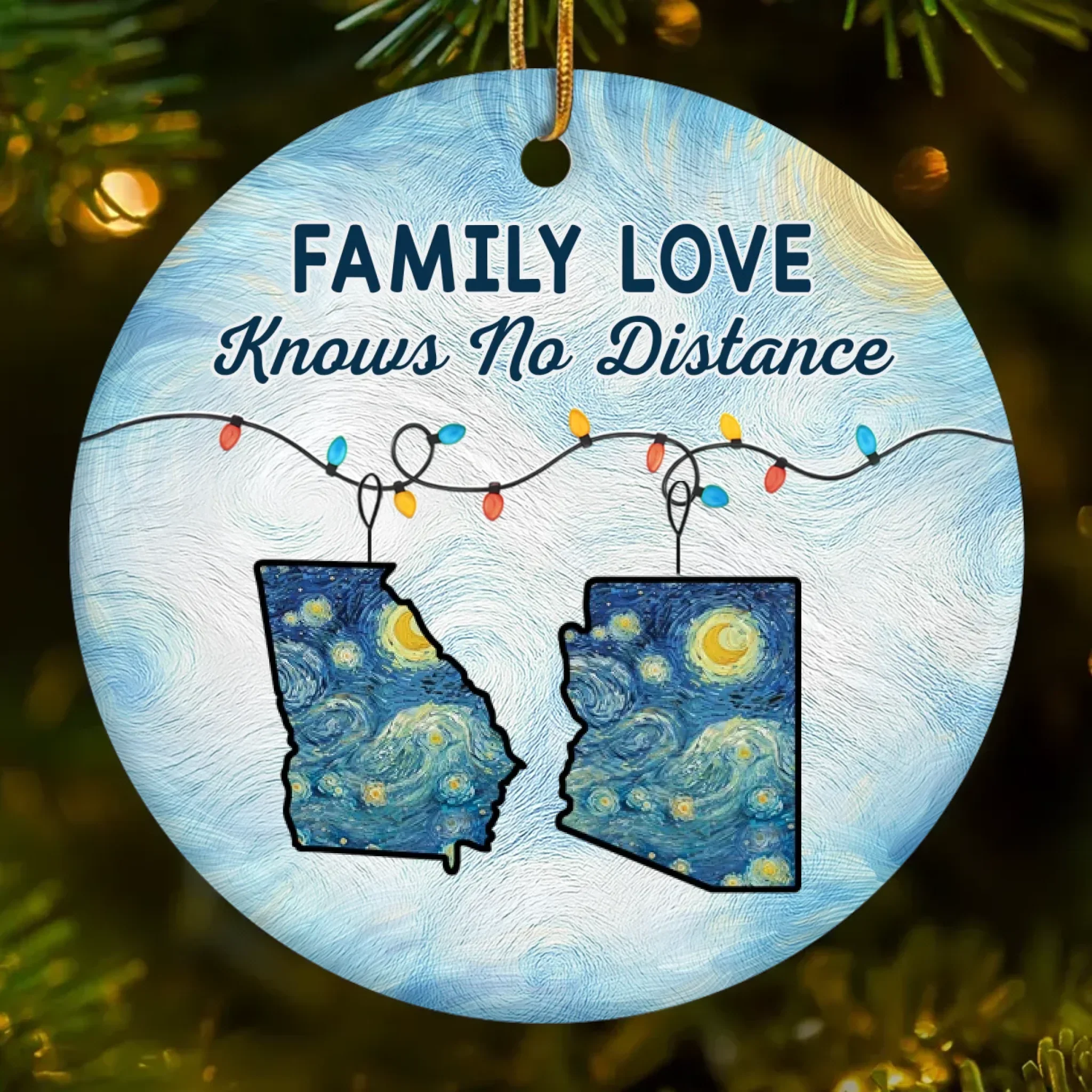 Custom Long Distance Ceramic Ornament - Personalized Christmas Birthday Gifts For Mom, Dad, Brother, Sister, Kids - Love Travels Far Beyond Distance - Image 2