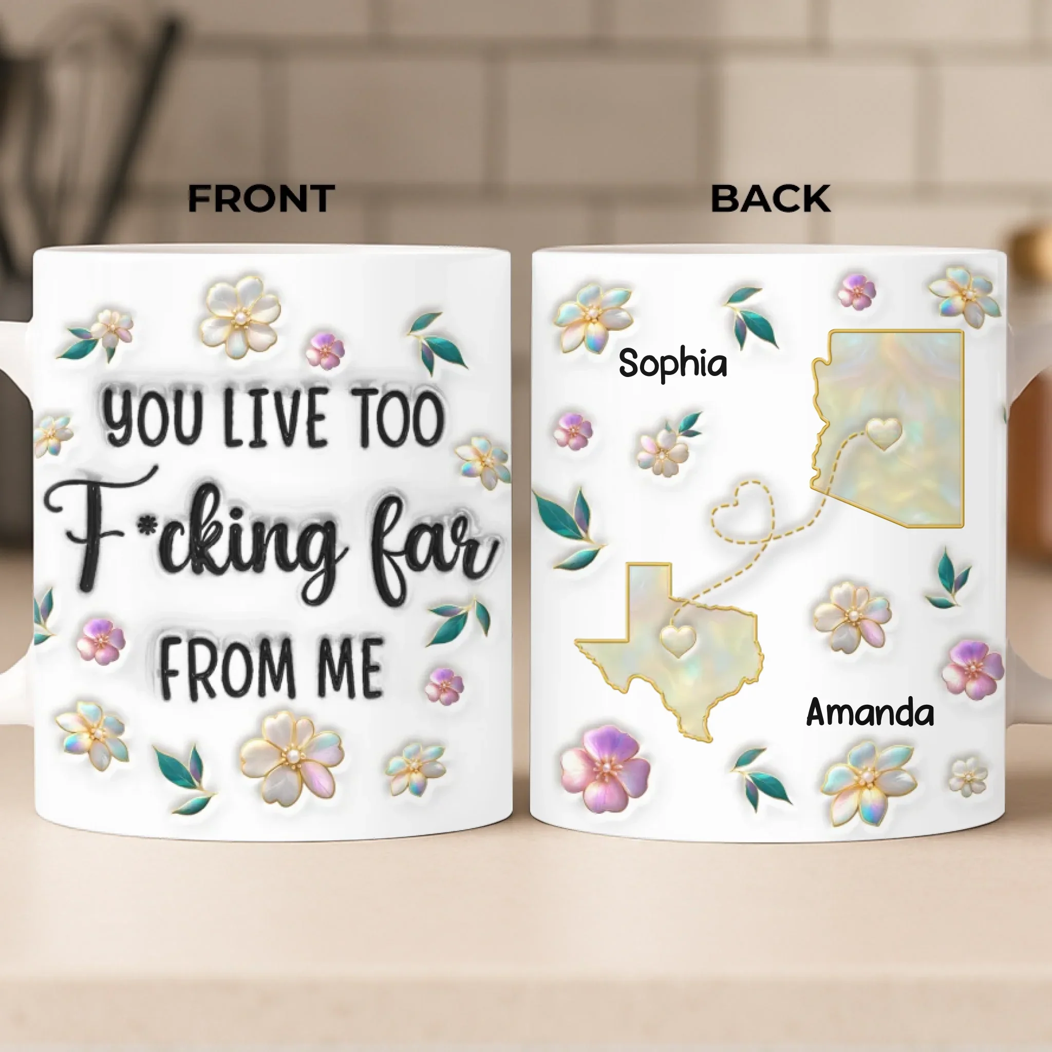 Custom Long Distance Mug - Personalized Best Friend Birthday Gifts For Women, Besties, Sisters, BFF - Far Away Still Close - Image 2