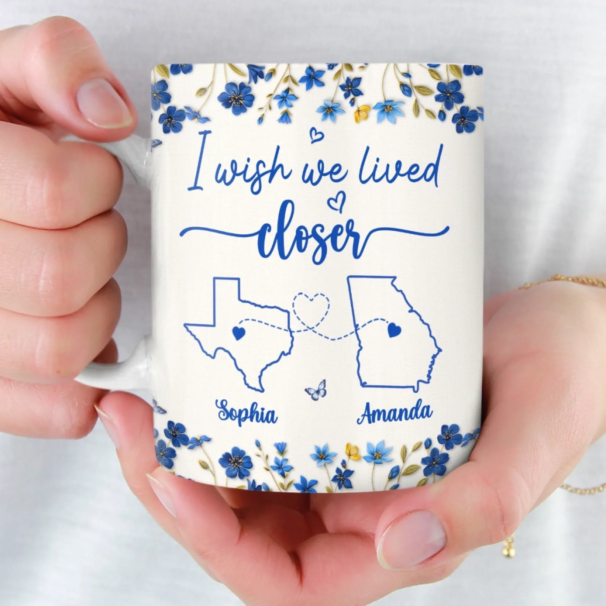 Custom Long Distance Mug - Personalized Best Friend Birthday Gifts For Women, Besties, Sisters, BFF - Friendship With No Borders - Image 5