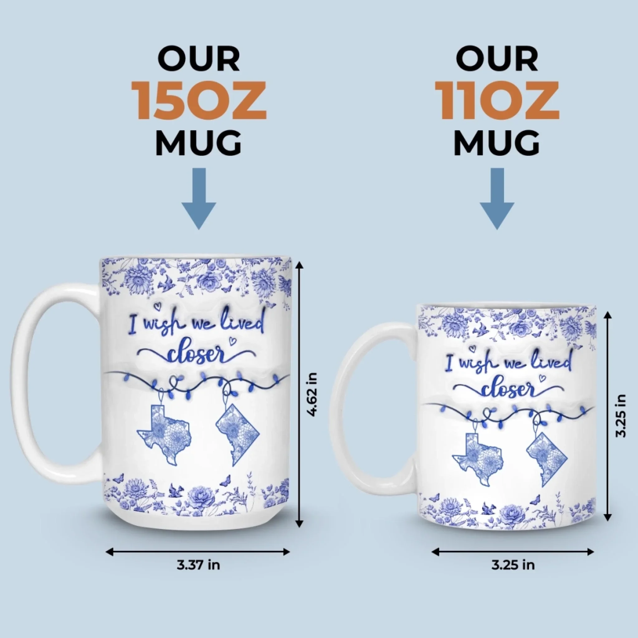 Custom Long Distance Mug - Personalized Best Friend Birthday Gifts For Women, Besties, Sisters, BFF - Our Hearts Bridge Miles - Image 6