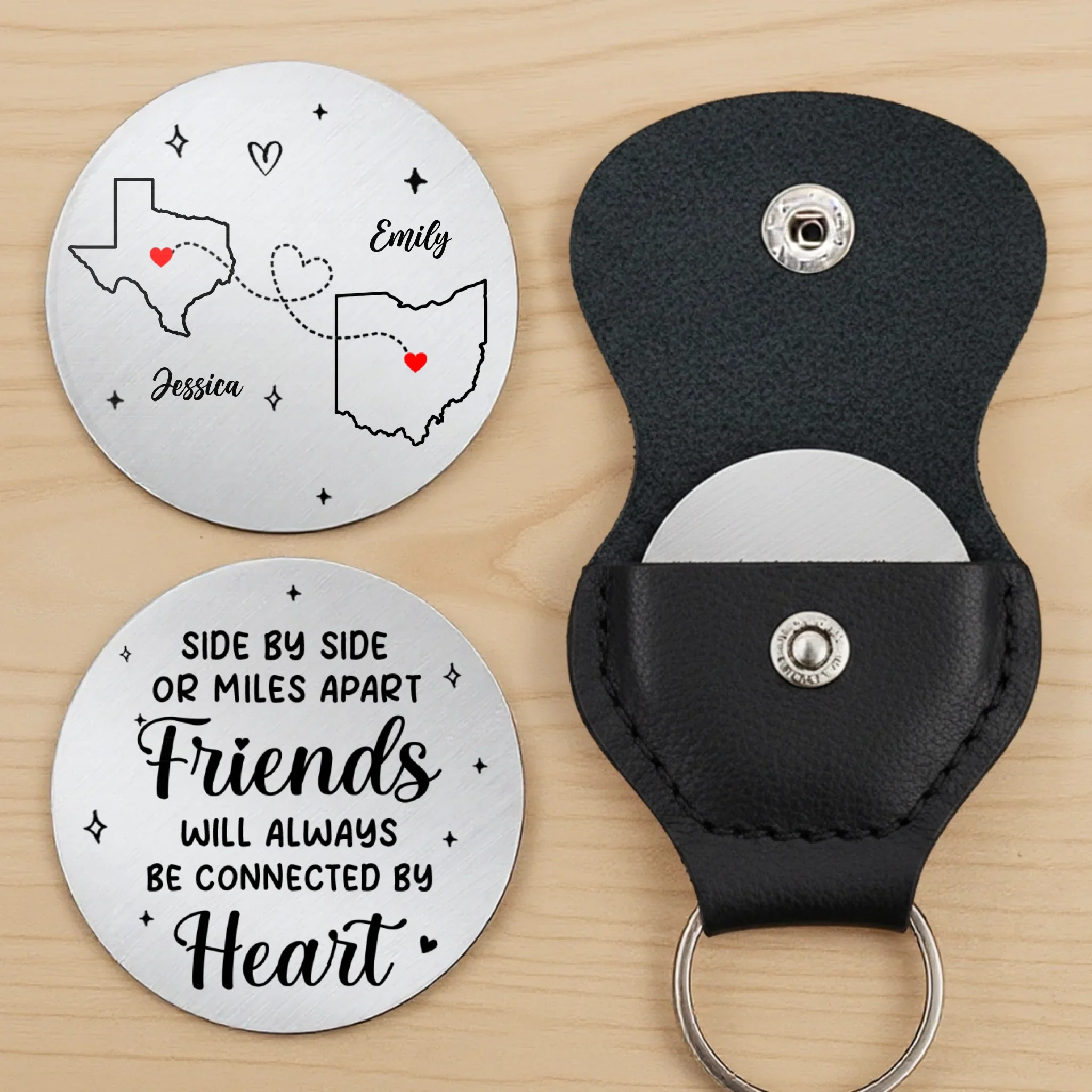 Custom Long Distance Pocket Hug - Personalized Best Friend Birthday Gifts For Women, Besties, Sisters, BFF - Miles Apart Still Connected By Heart - Image 3
