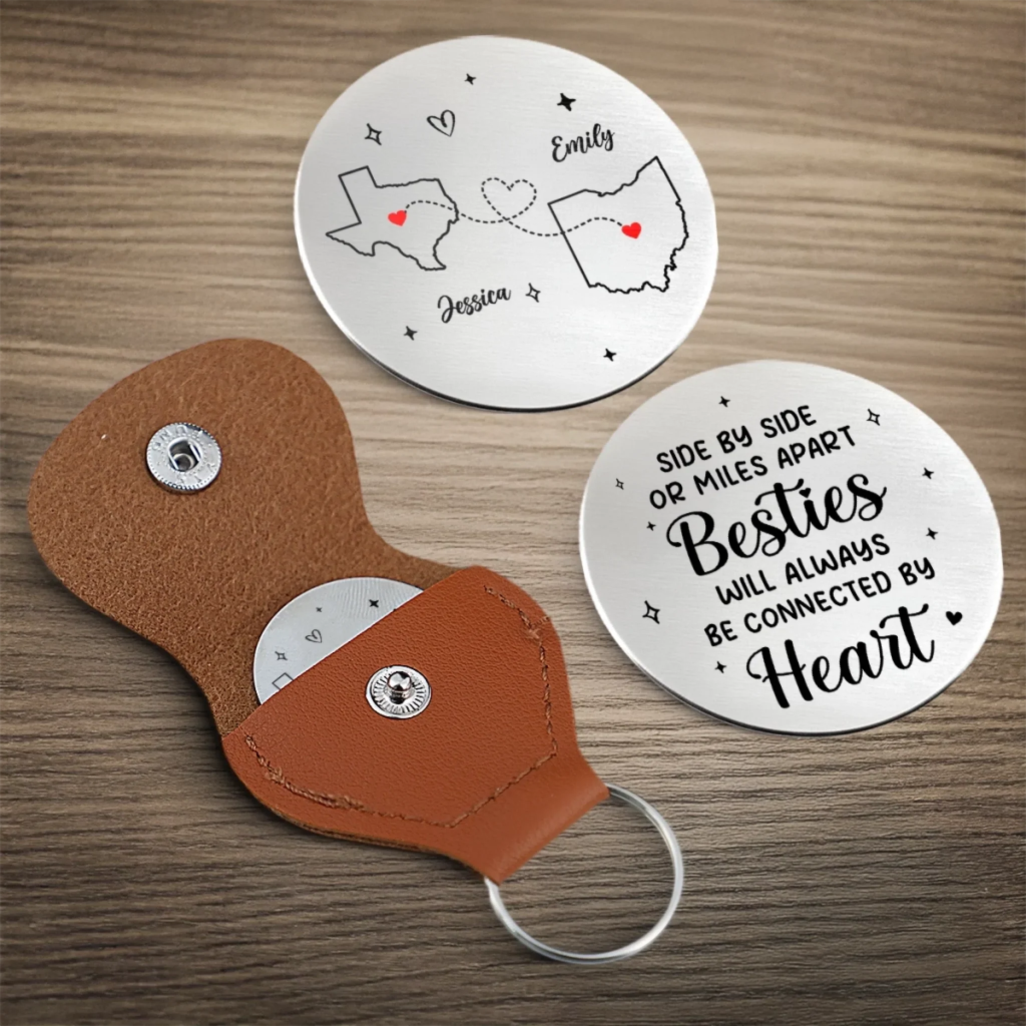 Custom Long Distance Pocket Hug - Personalized Best Friend Birthday Gifts For Women, Besties, Sisters, BFF - Miles Apart Still Connected By Heart - Image 4