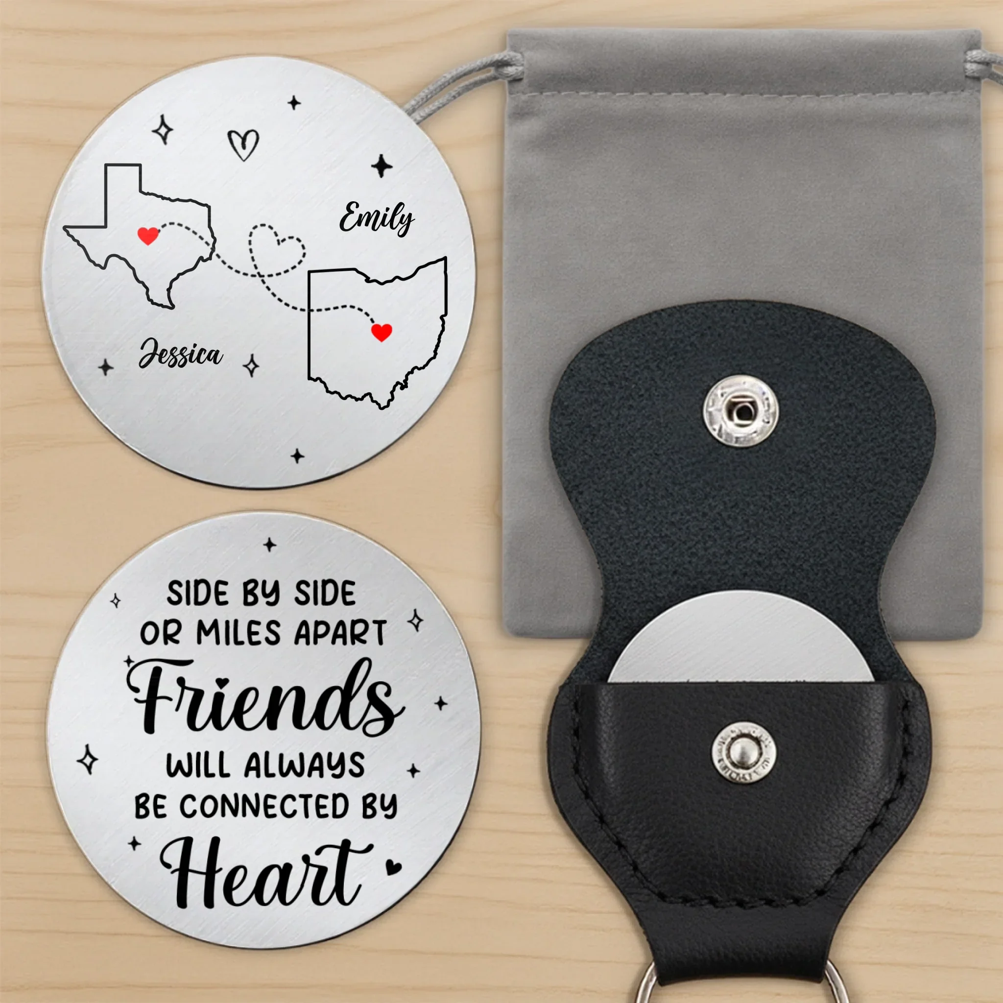 Custom Long Distance Pocket Hug - Personalized Best Friend Birthday Gifts For Women, Besties, Sisters, BFF - Miles Apart Still Connected By Heart - Image 9