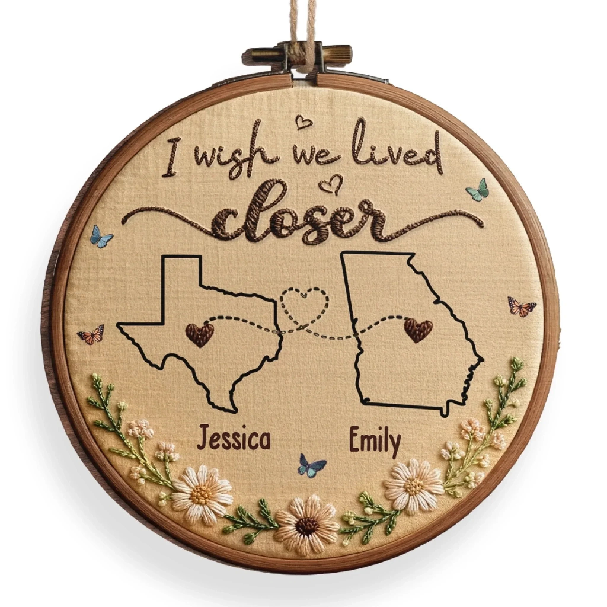 Custom Long Distance Wood Ornament - Personalized Best Friend Christmas Birthday Gifts For Women, Besties, Sisters, BFF - Miles Apart, Handmade Love - Image 3