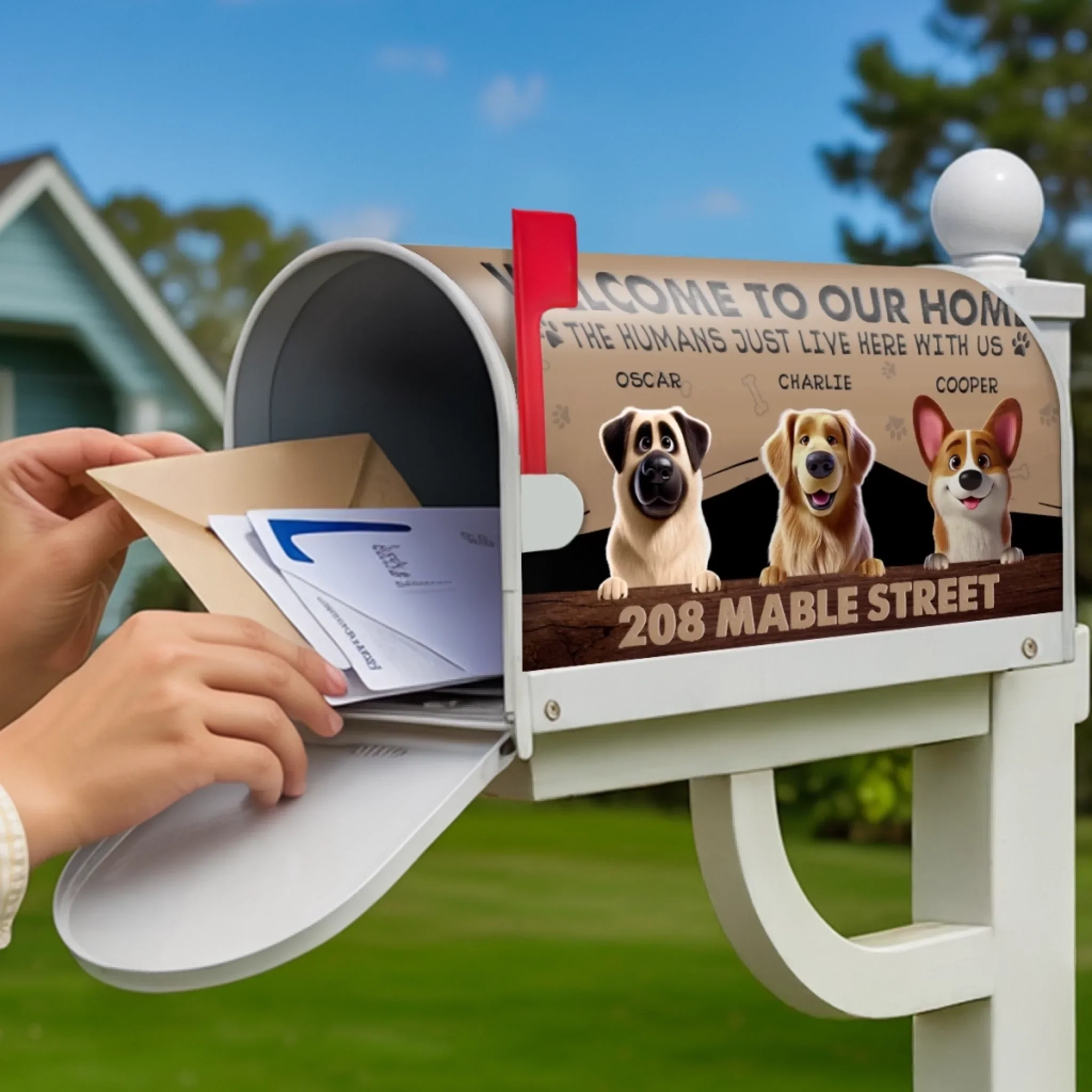 Custom Magnetic Mailbox Cover - Personalized  Birthday Gifts For Dog Cat Lovers, Dog Dad And Mom, Cat Owners - Fur Family Lives Here - Image 3