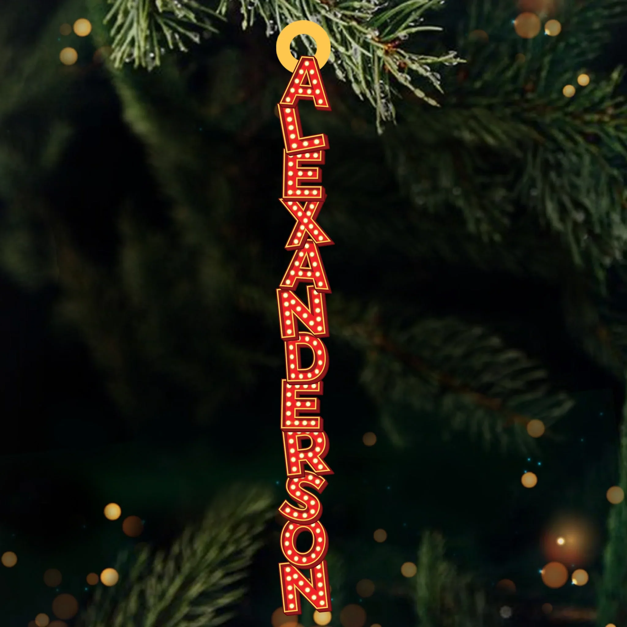 Custom Marquee Letter Wooden Ornament - Personalized Christmas Birthday Gifts For Mom, Dad, Brother, Sister, Kids - Holiday Marquee Moment - Image 2