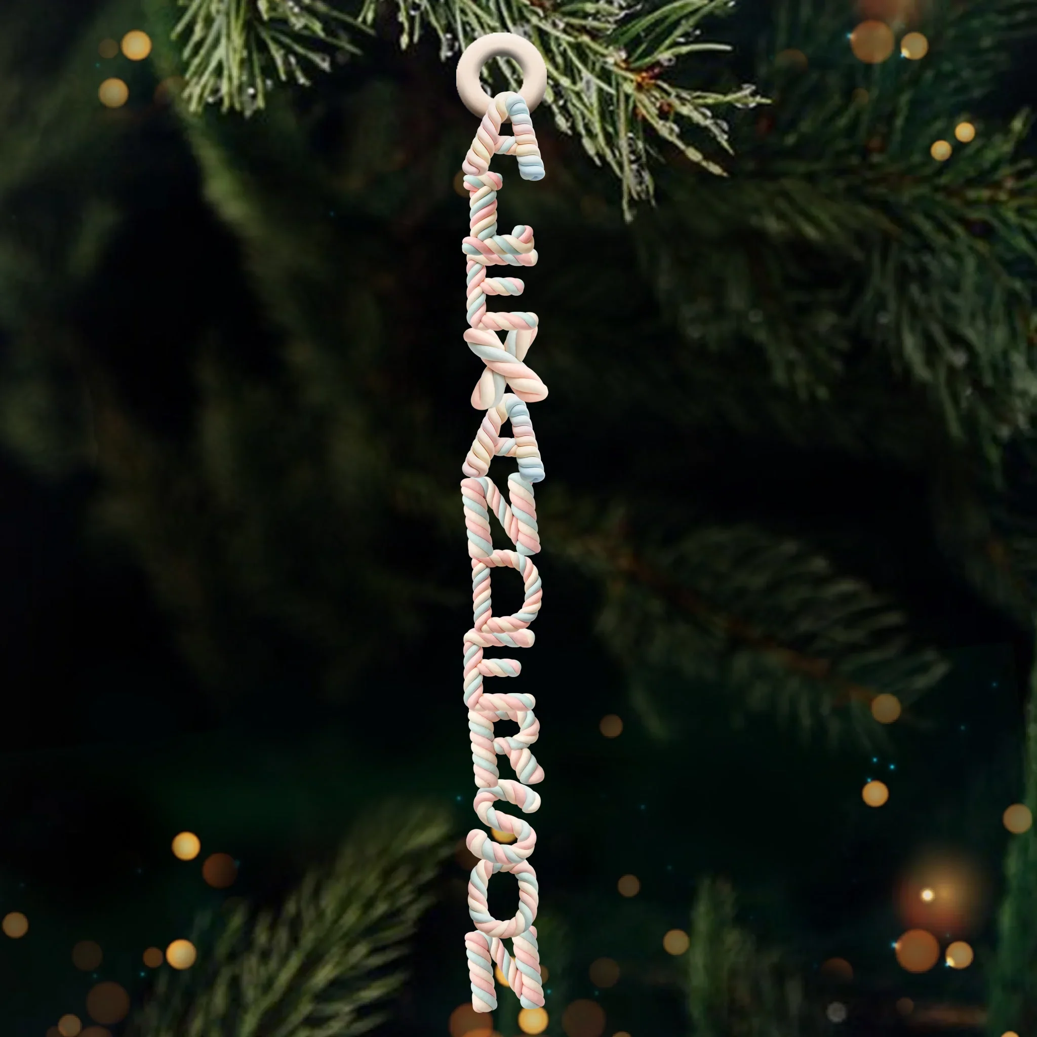 Custom Marshmallow Letter Wooden Ornament - Personalized Christmas Birthday Gifts For Mom, Dad, Brother, Sister, Kids - Growing Love One Day At A Time - Image 2