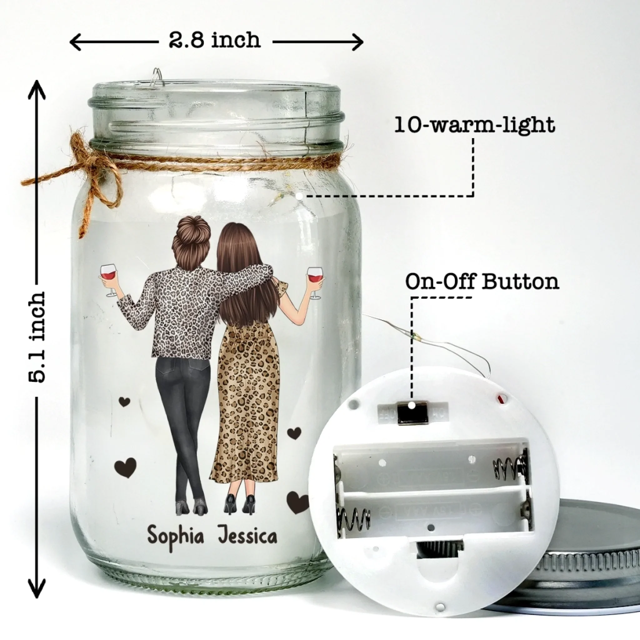 Custom Mason Jar Light - Personalized Christmas Best Friend Birthday Gifts For Women, Besties, Sisters, BFF - Forever Yours, Forever Mine - Image 4