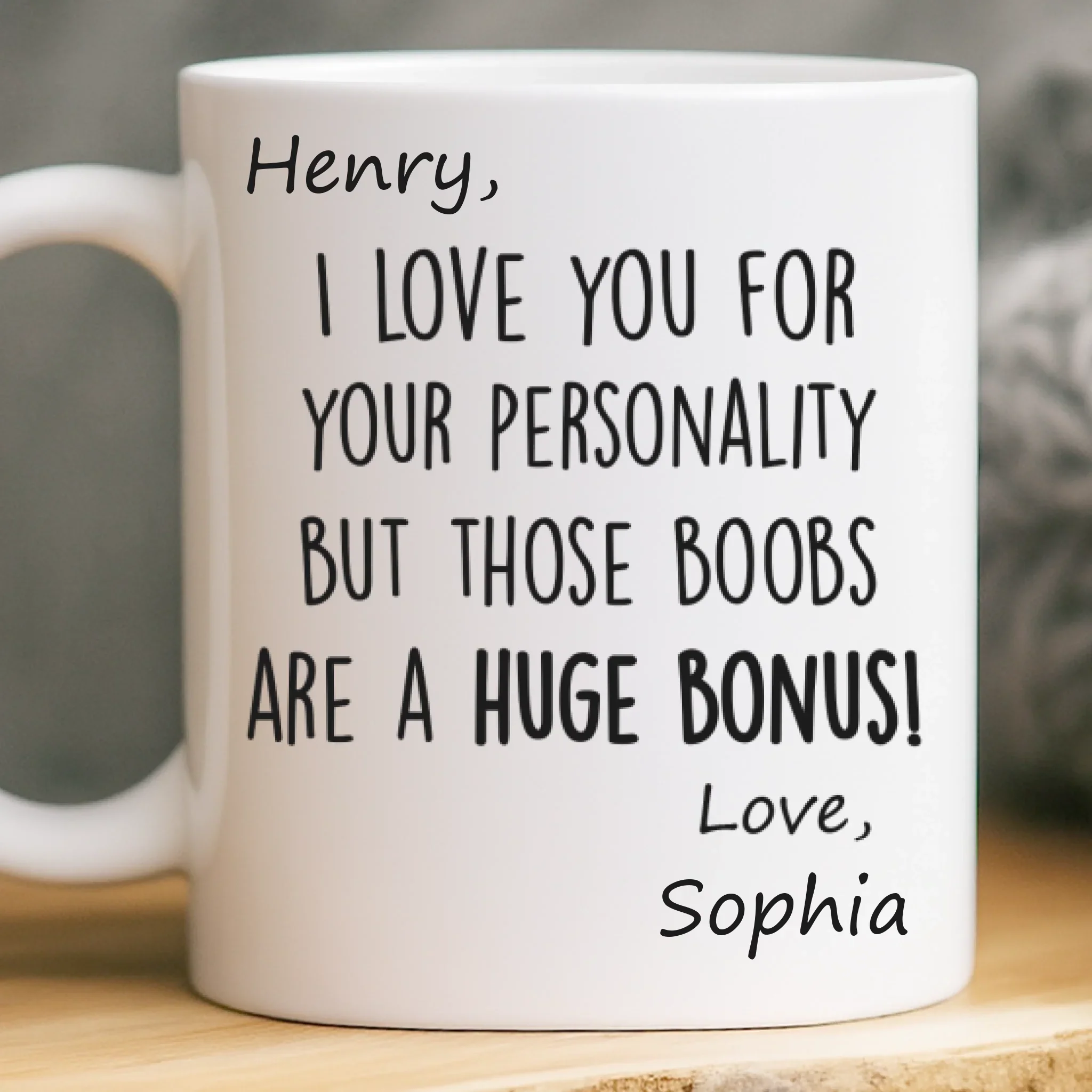 Custom Mug - Personalized Anniversary Christmas Wedding Gifts For Husband And Wife, Him And Her - My Emotional Support Human - Image 2