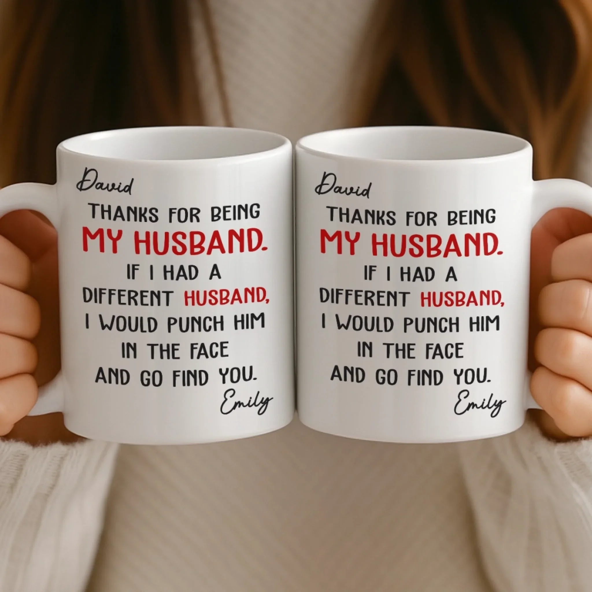 Custom Mug - Personalized Anniversary Christmas Wedding Gifts For Husband And Wife, Him And Her - You’re Lucky I Love You - Image 4
