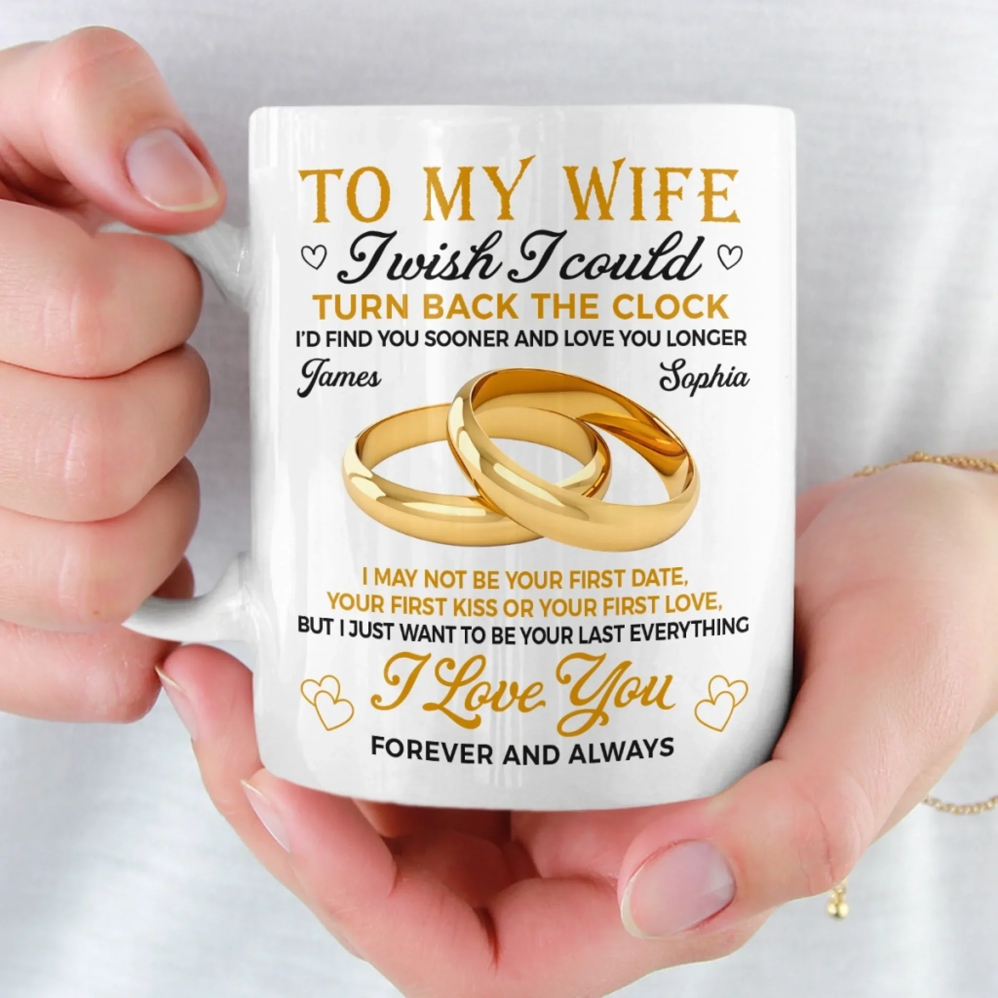 Custom Mug - Personalized Anniversary Wedding Gifts For Husband And Wife, Him And Her - Love Feels Easy Here - Image 5