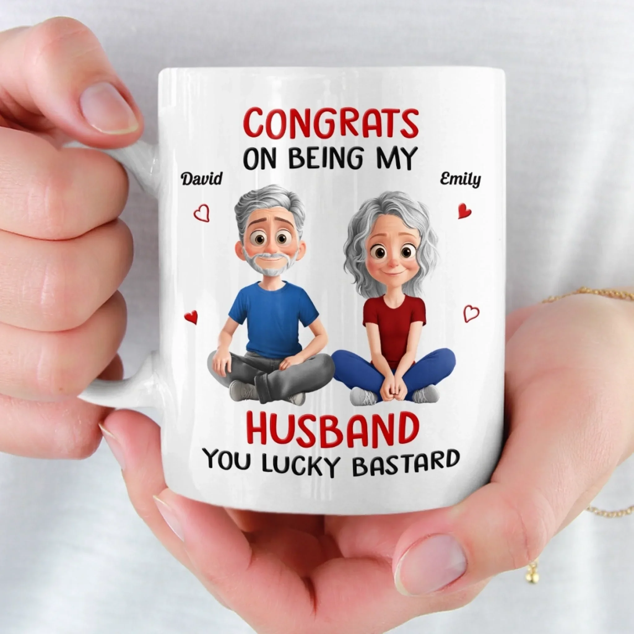 Custom Mug - Personalized Anniversary Wedding Gifts For Husband And Wife, Him And Her - Lucky To Have Me - Image 5