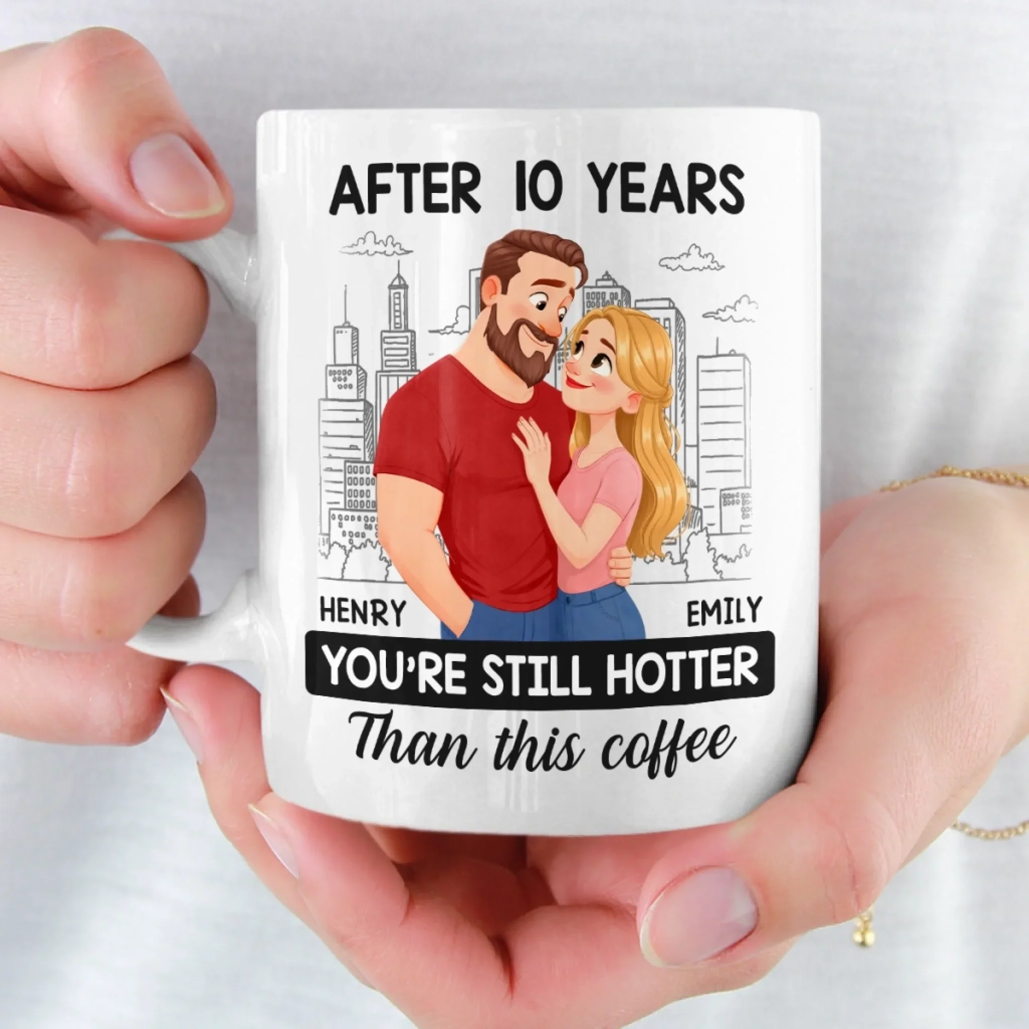 Custom Mug - Personalized Anniversary Wedding Gifts For Husband And Wife, Him And Her - Side By Side Feels Easy - Image 5