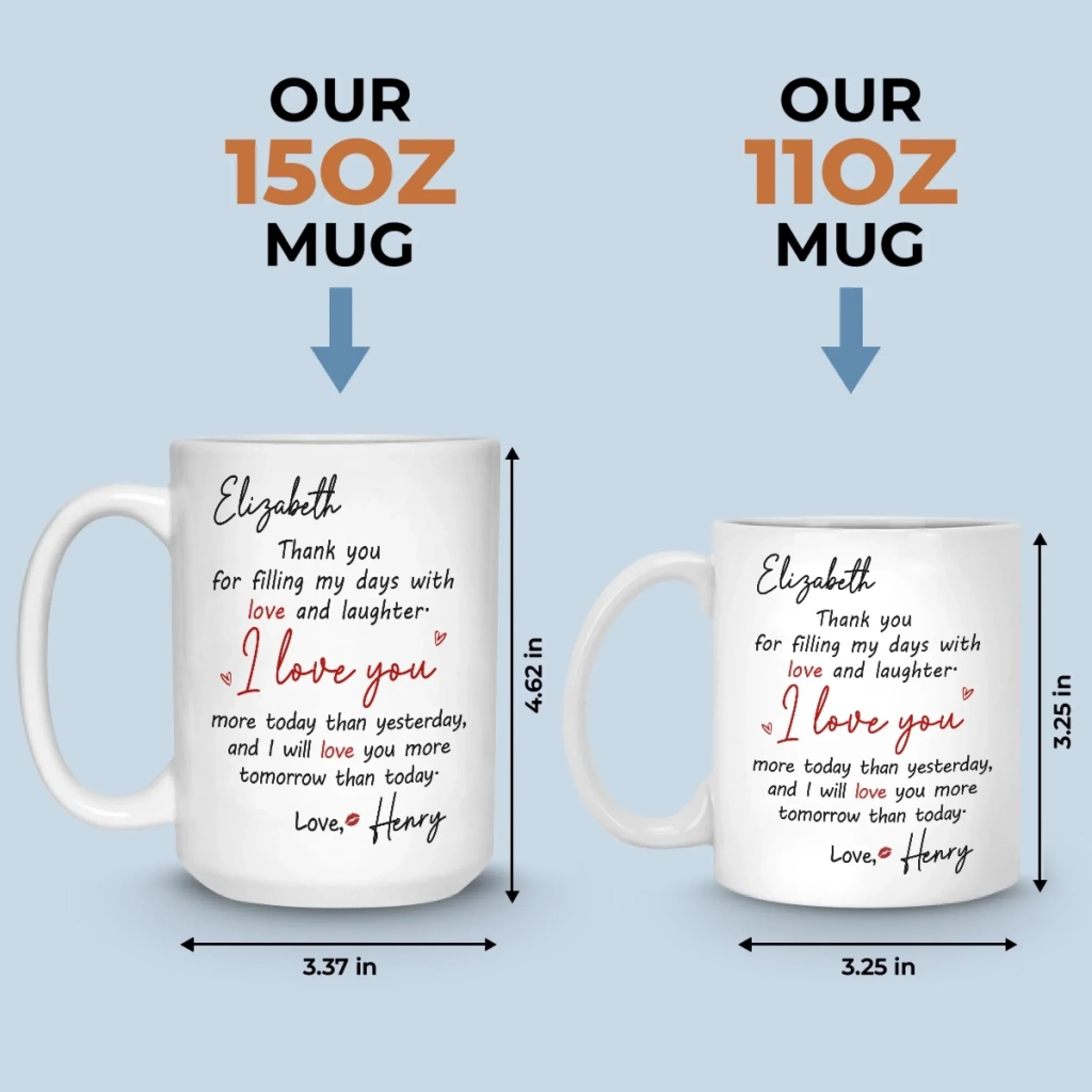 Custom Mug - Personalized Anniversary Wedding Gifts For Husband And Wife, Him And Her - Two Hearts One Direction - Image 6
